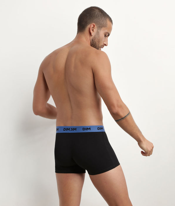 DIM Pack de 3 bóxers de hombre negros con cinturilla de color Mimosa Lila Mix & Colors
