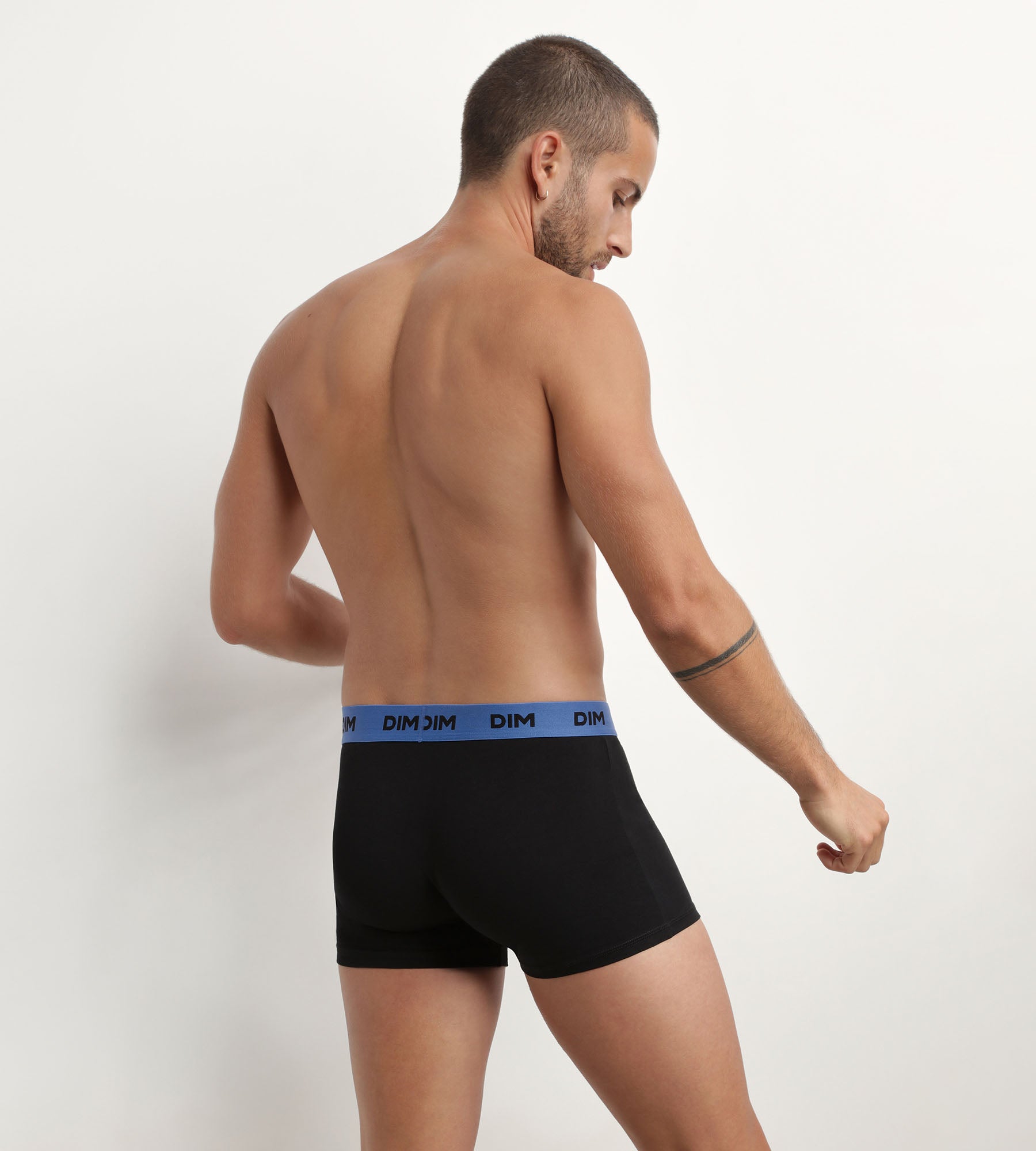 DIM Pack de 3 bóxers de hombre negros con cinturilla de color Mimosa Lila Mix & Colors