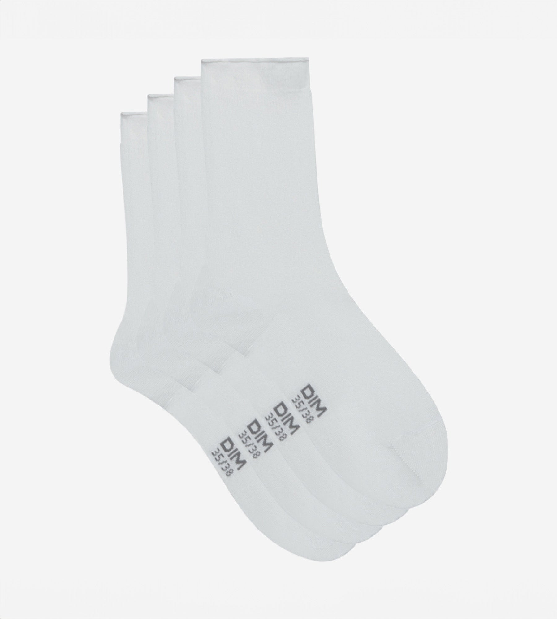 DIM Lote de 2 pares de calcetines blancos para mujer de algodón modal