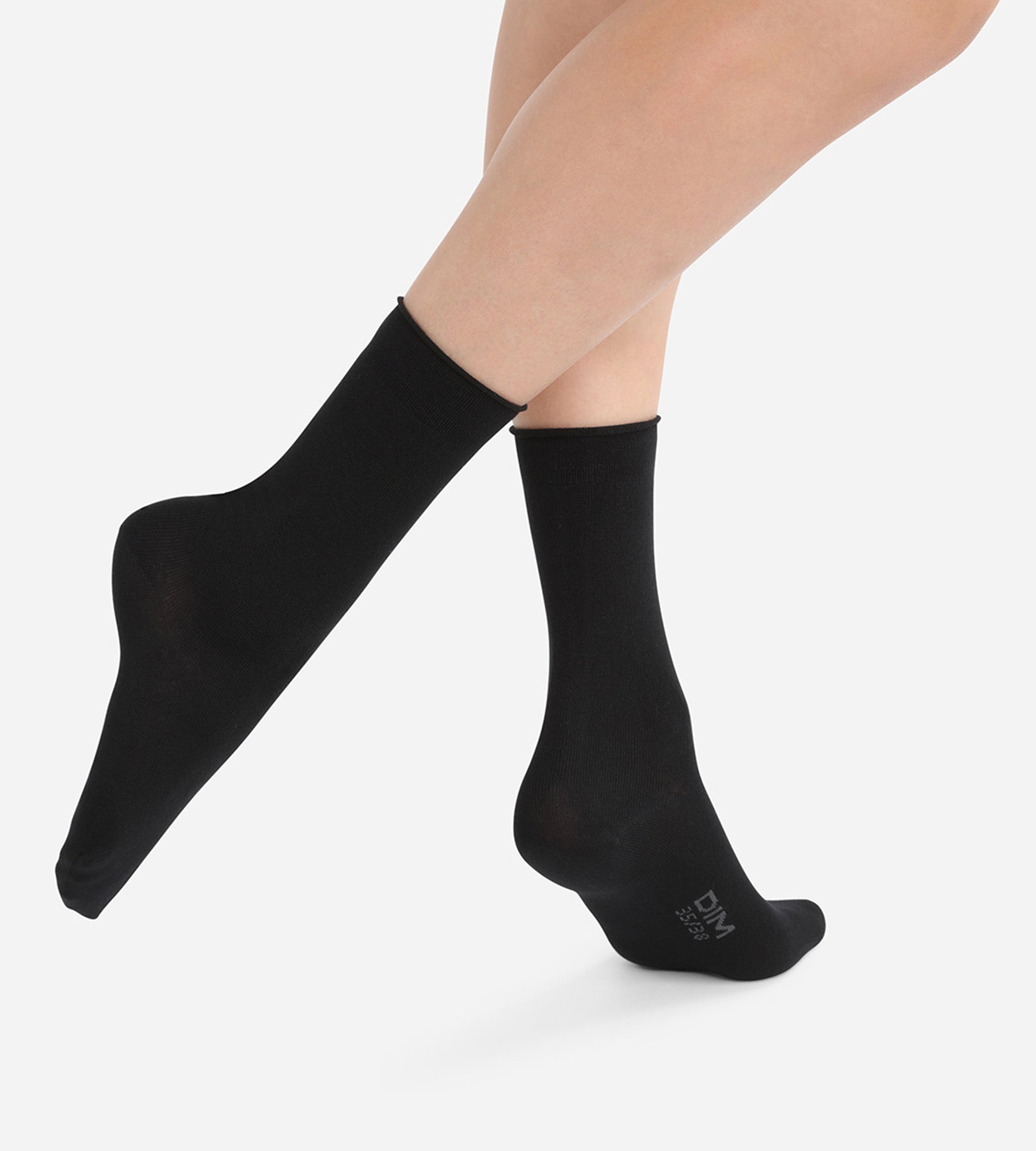DIM Pack de 2 pares de calcetines de algodón modal negros para mujer