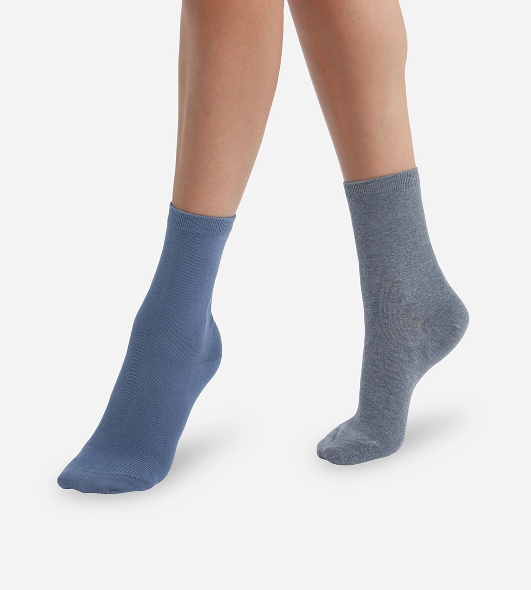DIM Pack de 2 pares de calcetines de mujer Azul Cachemira Gris Basic Coton