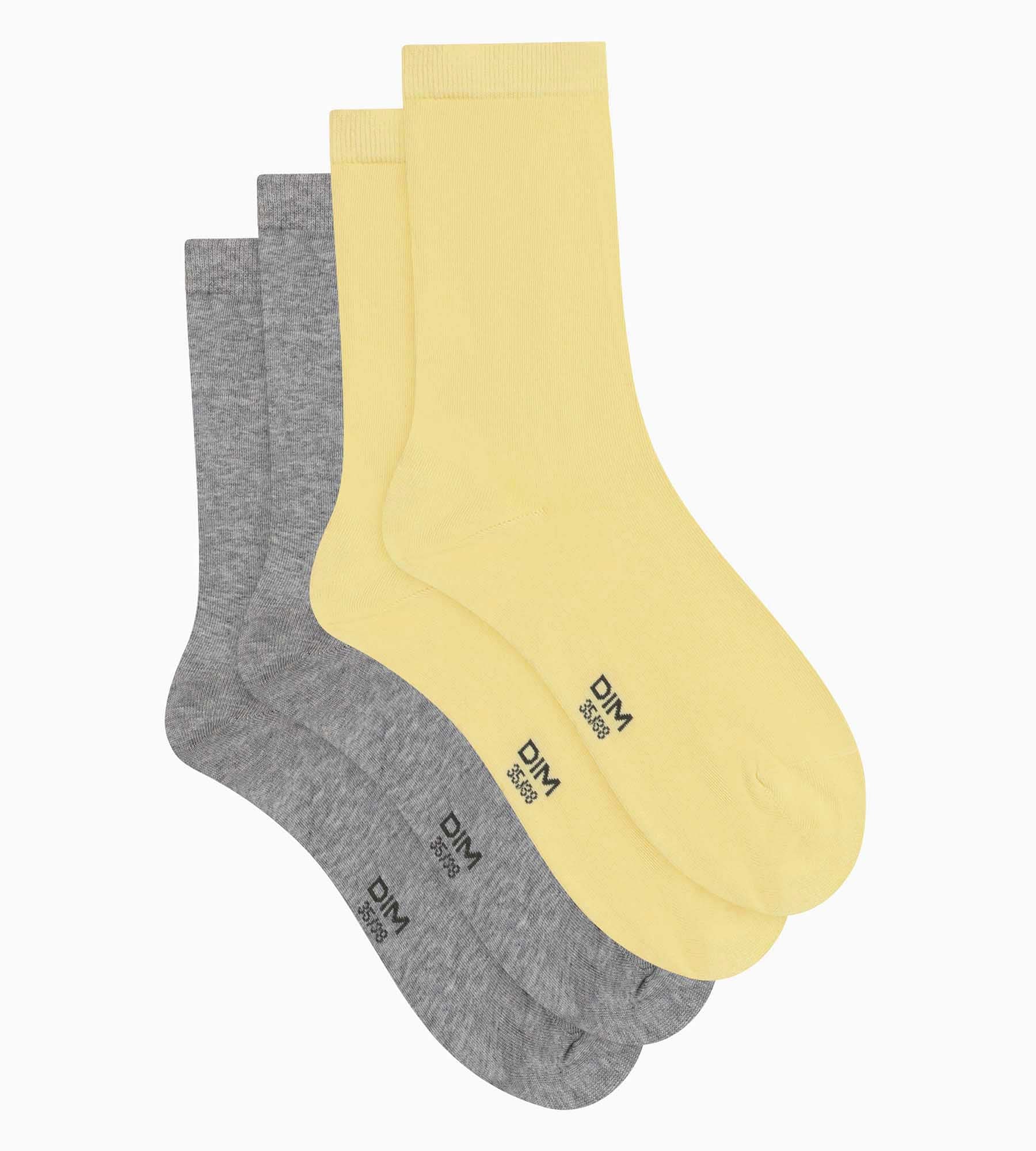 DIM Pack de 2 pares de calcetines de mujer Banana de algodón hasta la rodilla Dim