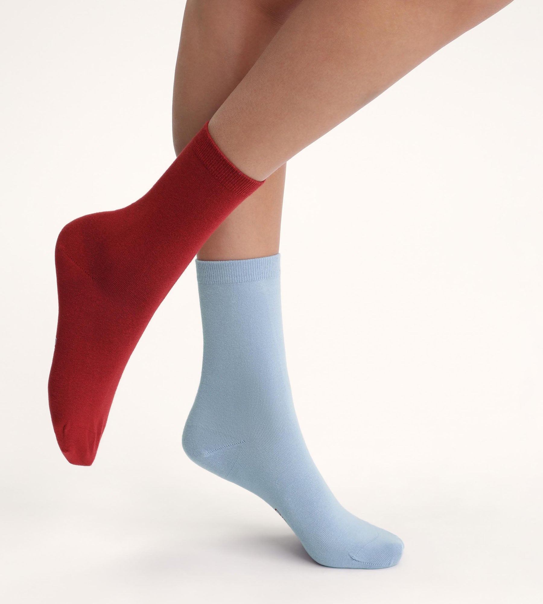 DIM Pack de 2 pares de calcetines de mujer Rojo Azul Algodón