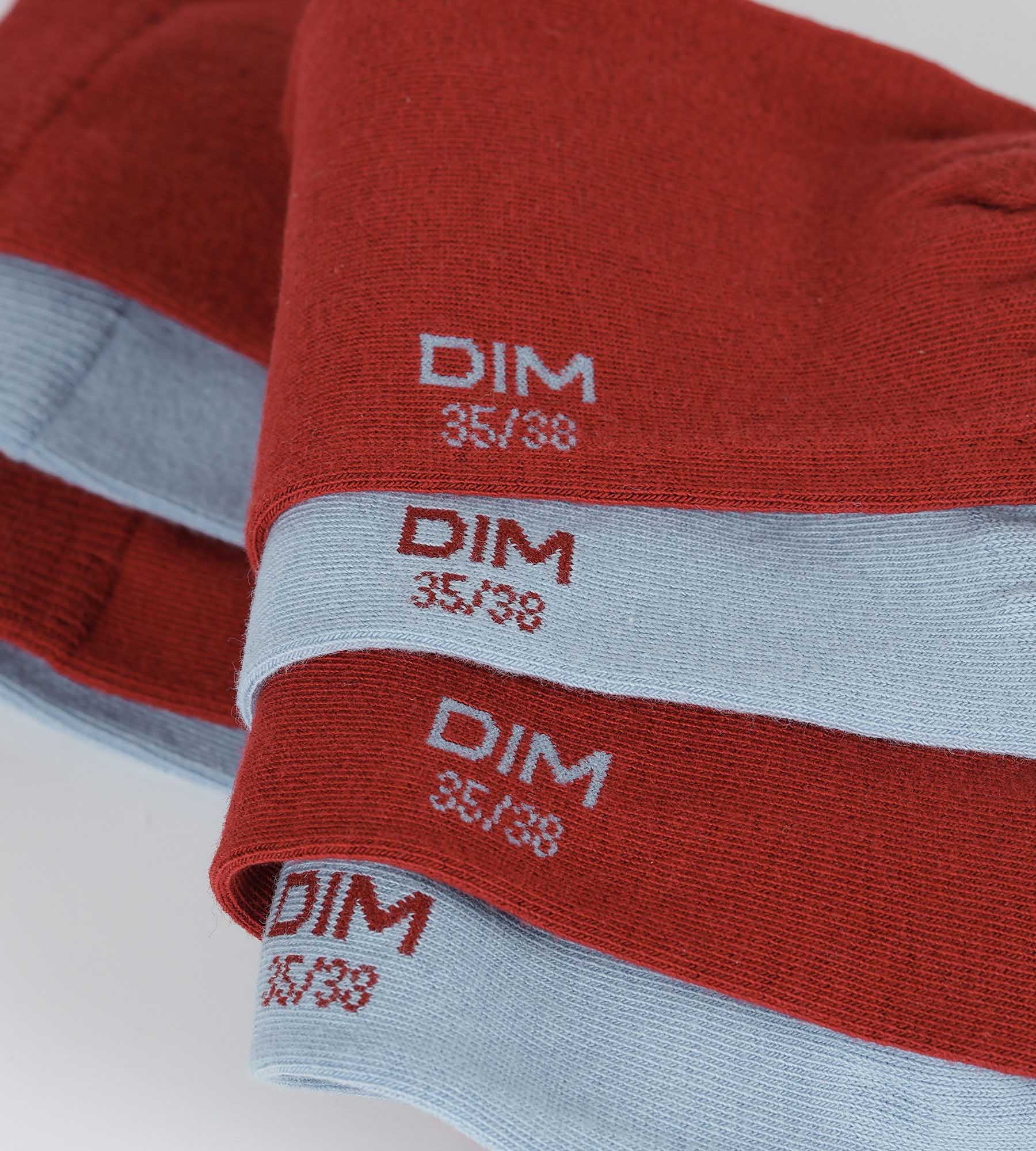 DIM Pack de 2 pares de calcetines de mujer Rojo Azul Algodón