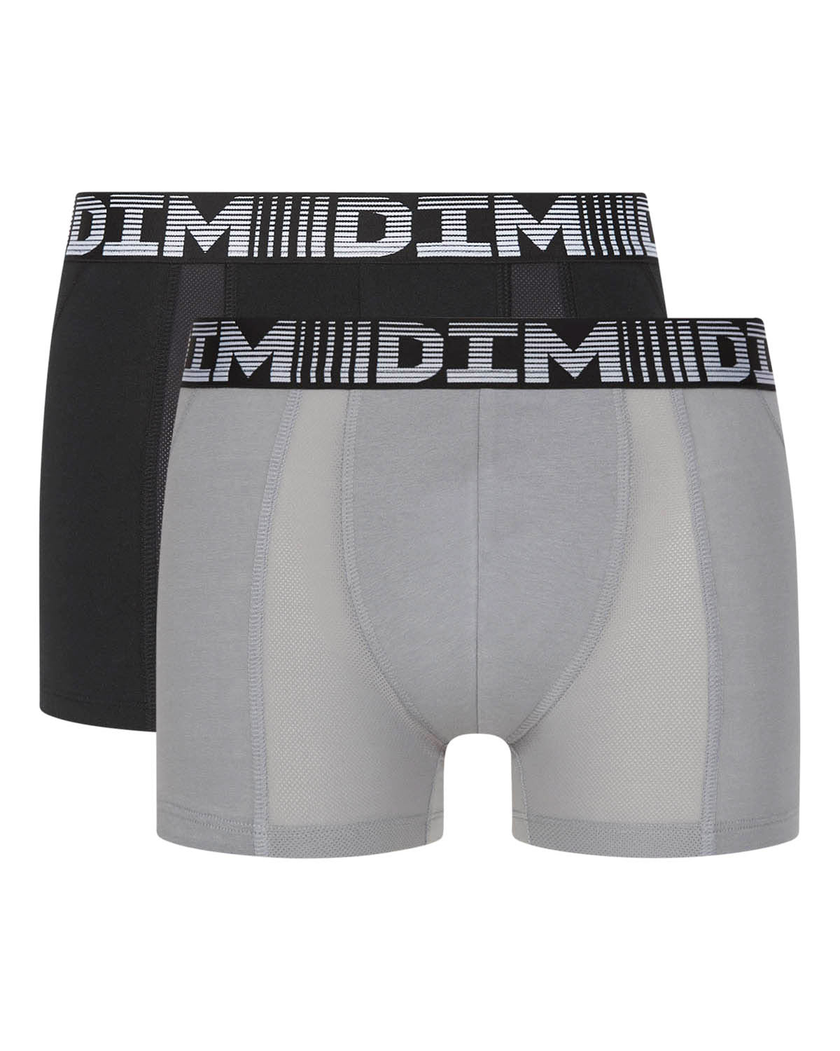 DIM Juego de 2 bóxers para hombre antitranspirables Negro Gris Perla 3D Flex Air