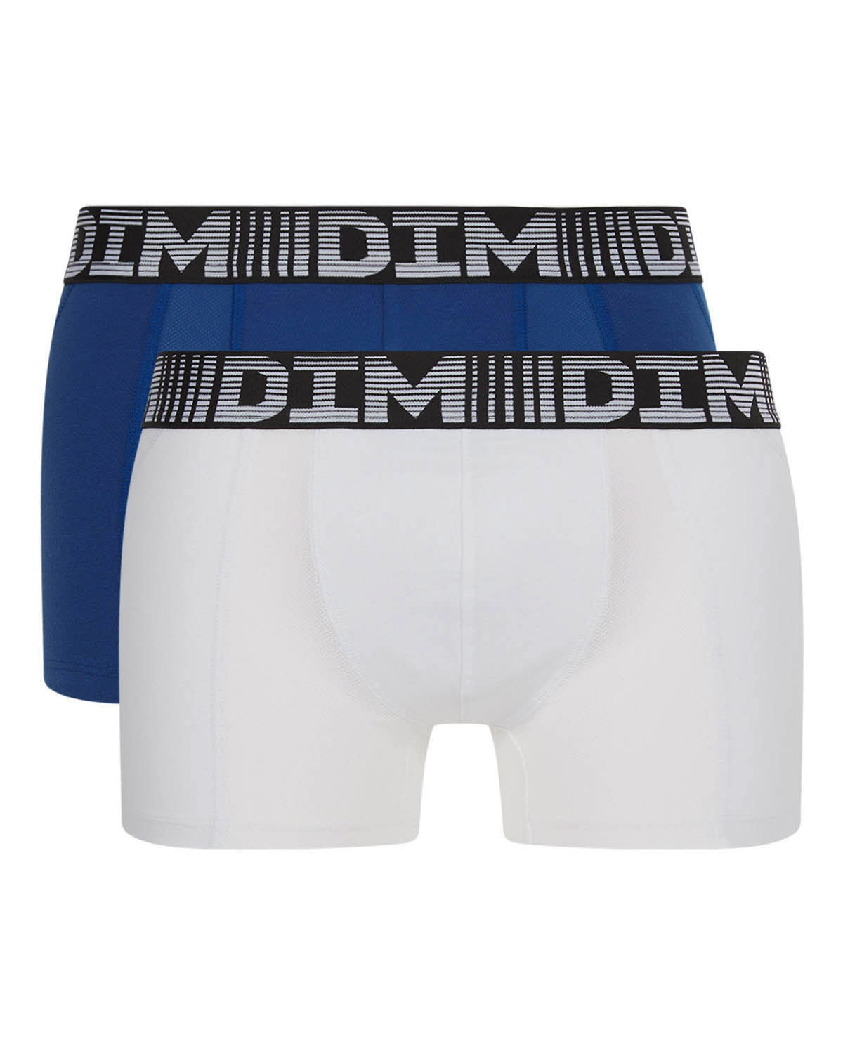 DIM Juego de 2 bóxers para hombre antitranspirables Azul Acero Blanco 3D Flex Air