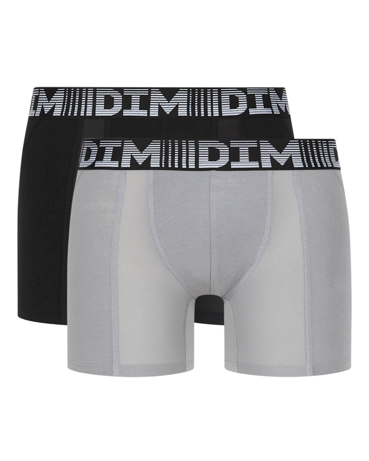 DIM Juego de 2 bóxers para hombre antitranspirantes Negro Gris 3D Flex Air