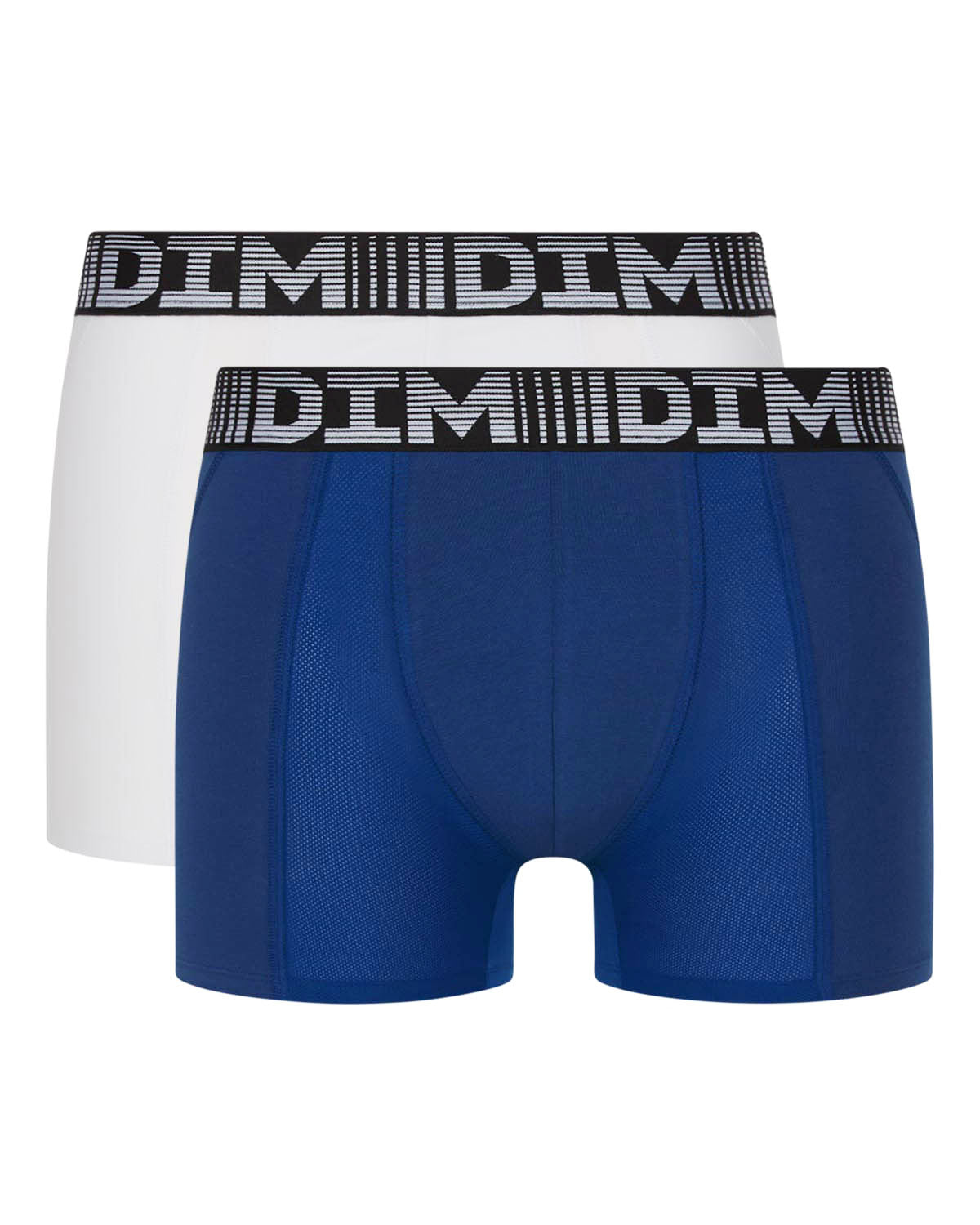 DIM Juego de 2 bóxers largos para hombre antitranspirantes Azul Blanco 3D Flex Air