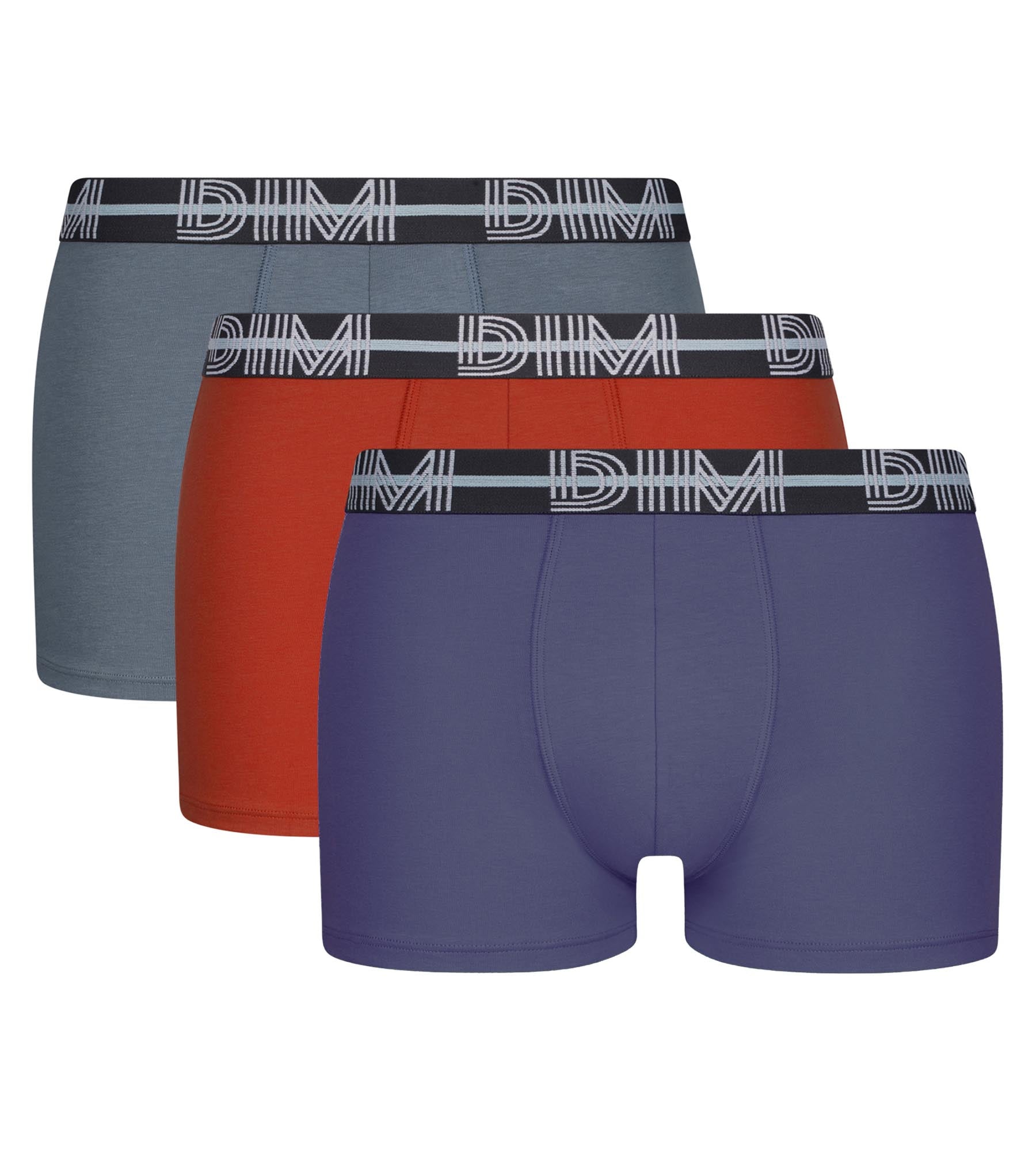 DIM Pack de 3 bóxers de hombre con cinturón 3D Azul Rojo Gris Dim Powerful