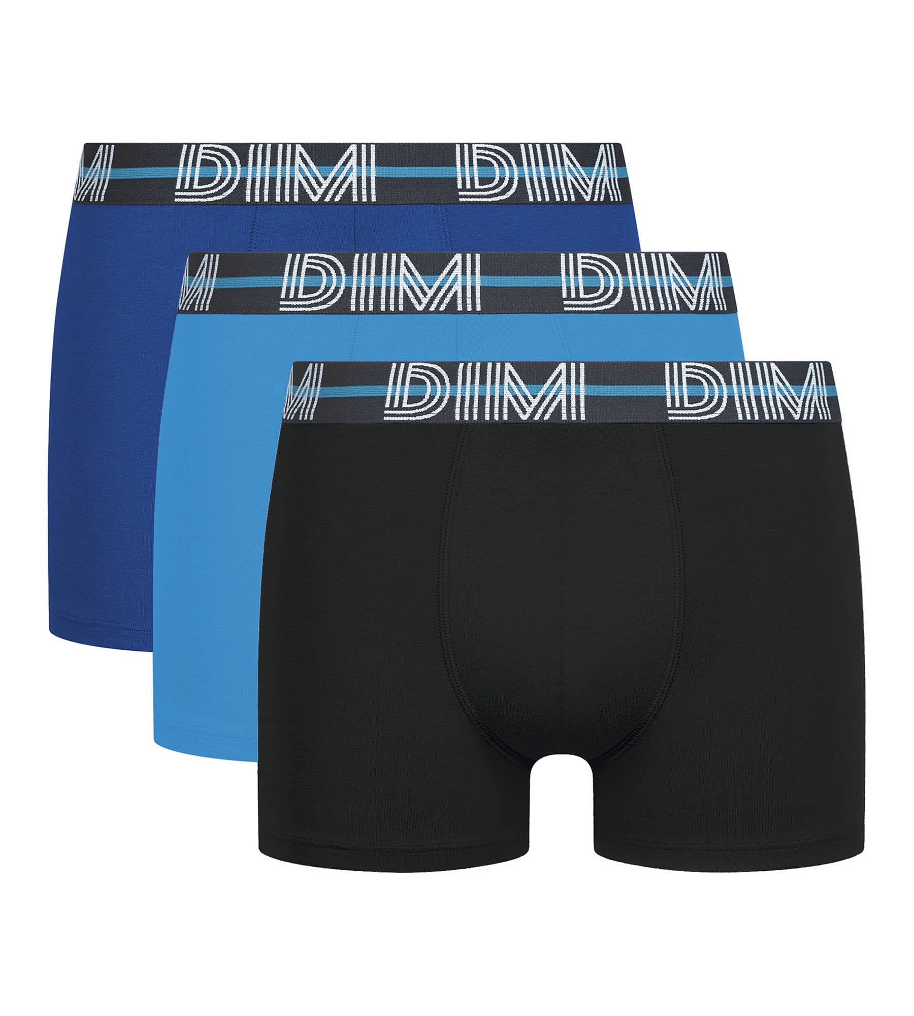 DIM Pack de 3 calzoncillos para hombre Black Blue Powerful