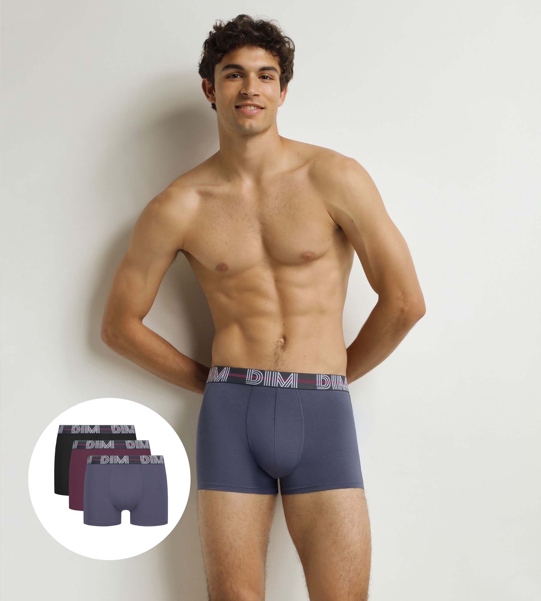 DIM Pack de 3 calzoncillos Powerful Rojo Negro Azul para hombre