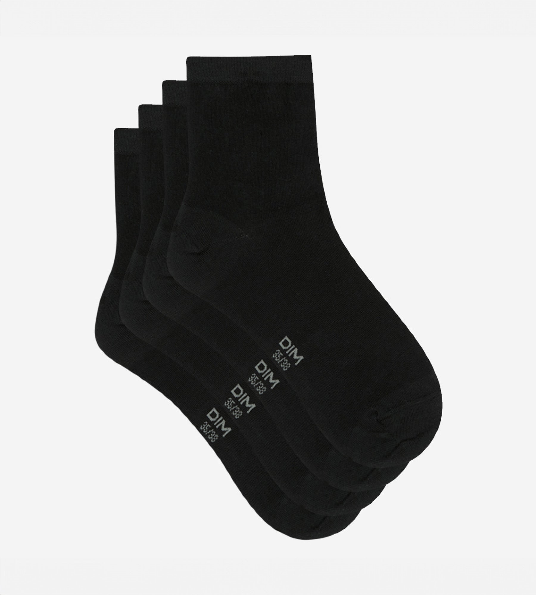 DIM Pack de 2 pares de calcetines bajos negros para mujer