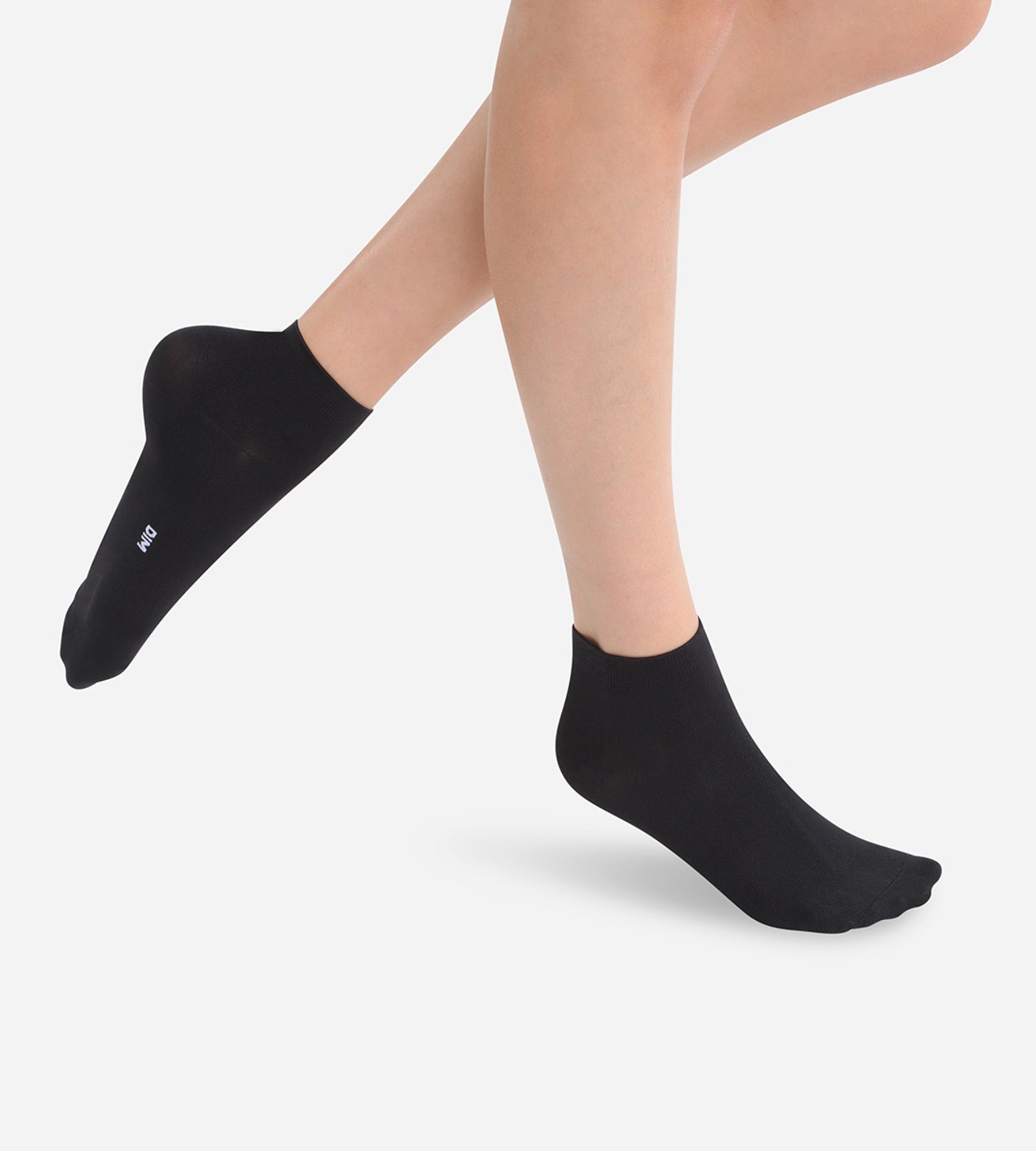 DIM Pack de 2 pares de calcetines bajos negros segunda piel para mujer