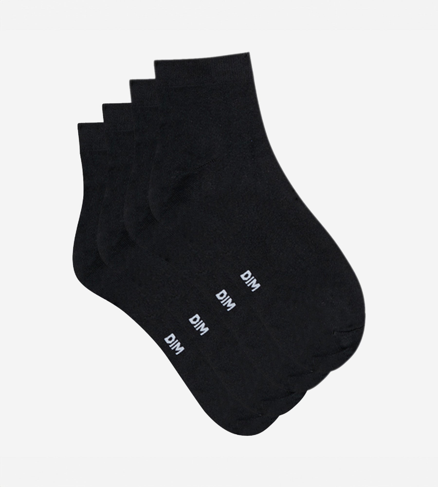 DIM Pack de 2 pares de calcetines bajos negros segunda piel para mujer