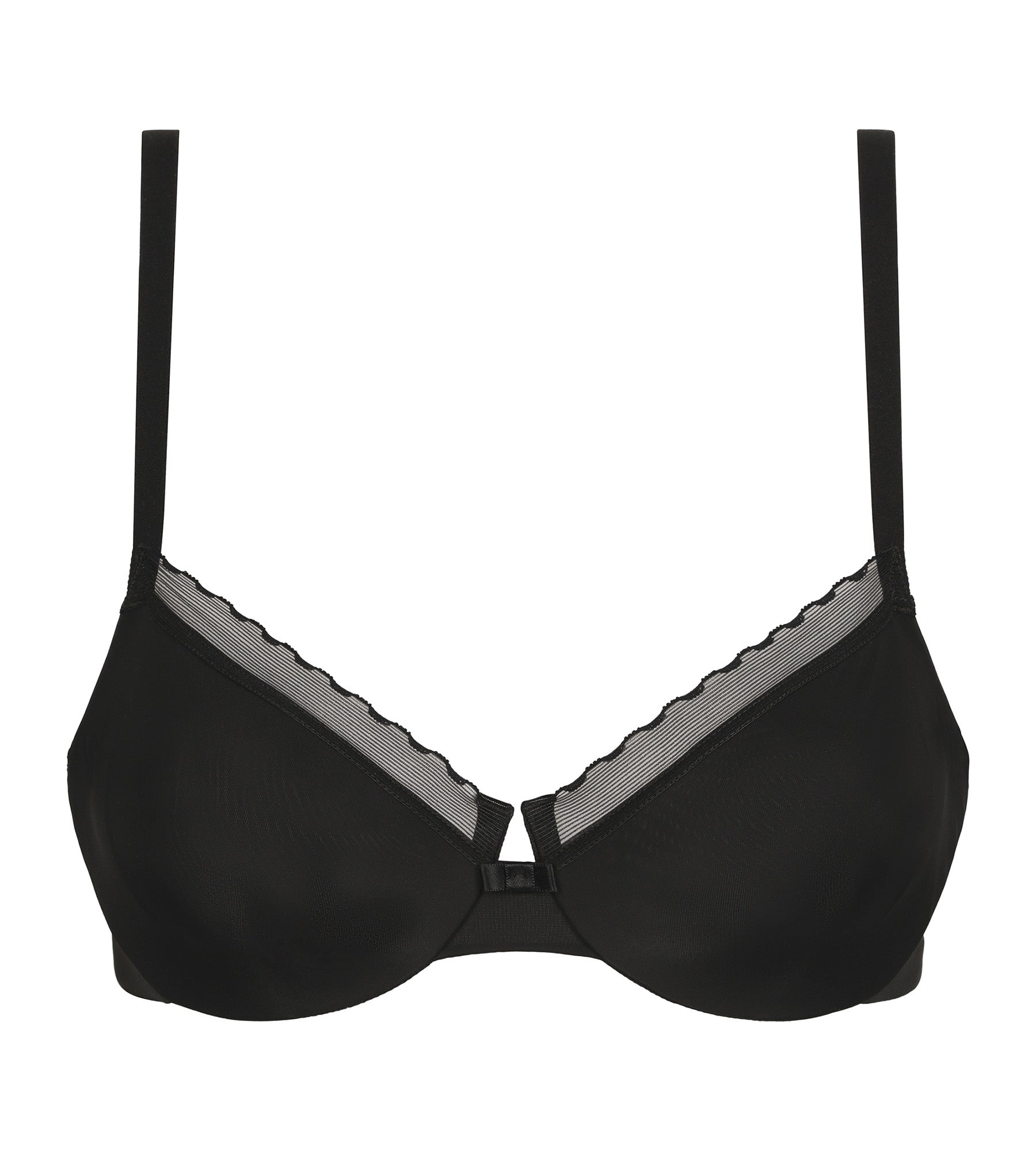 DIM Sujetador push-on de microfibra y tul negro Dim Daily Confort