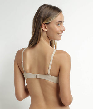 Sujetador push-on Dim Daily Confort de microfibra y tul color nude