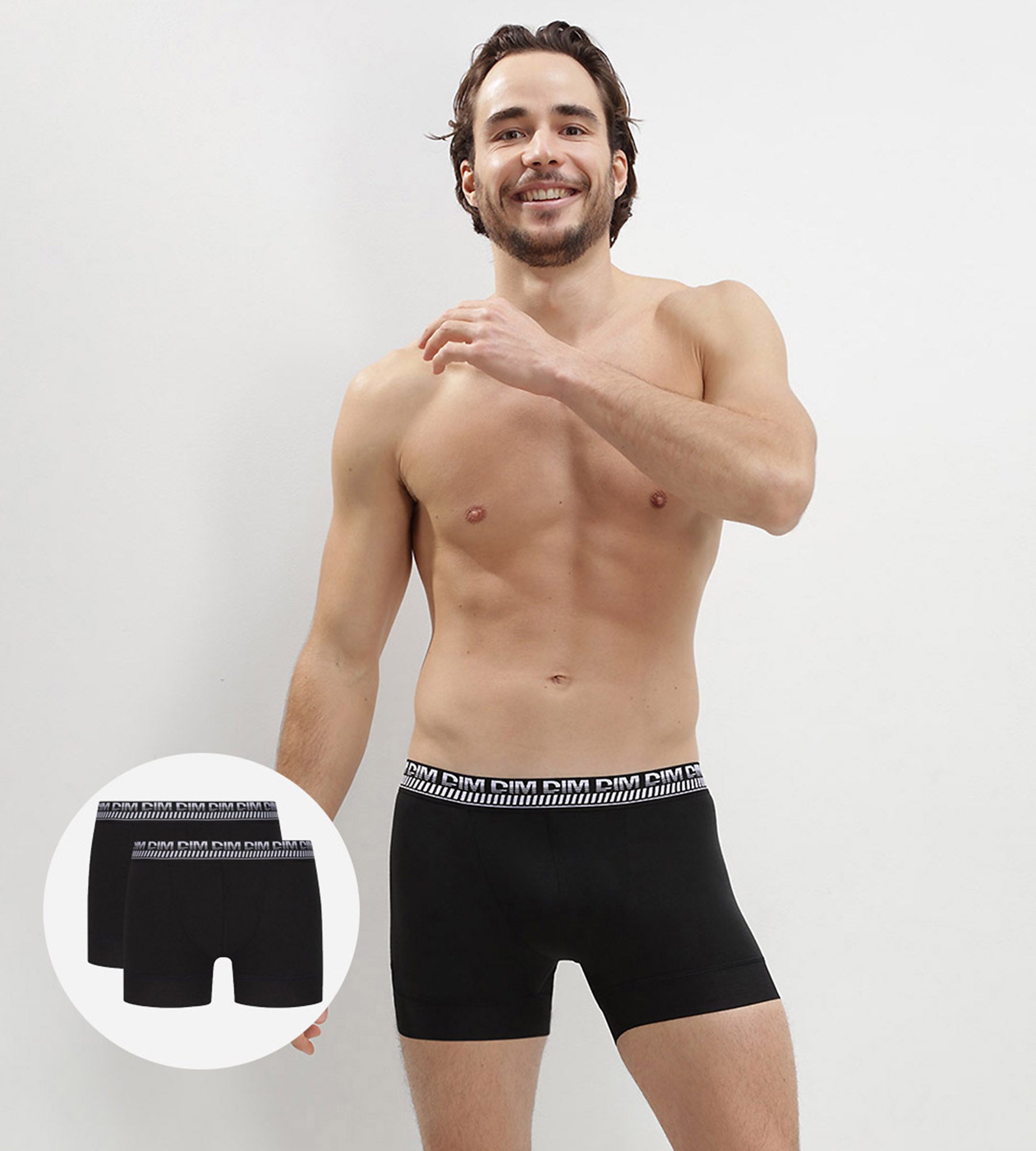DIM Juego de 2 bóxers negros 3D Stay and Fit hombre