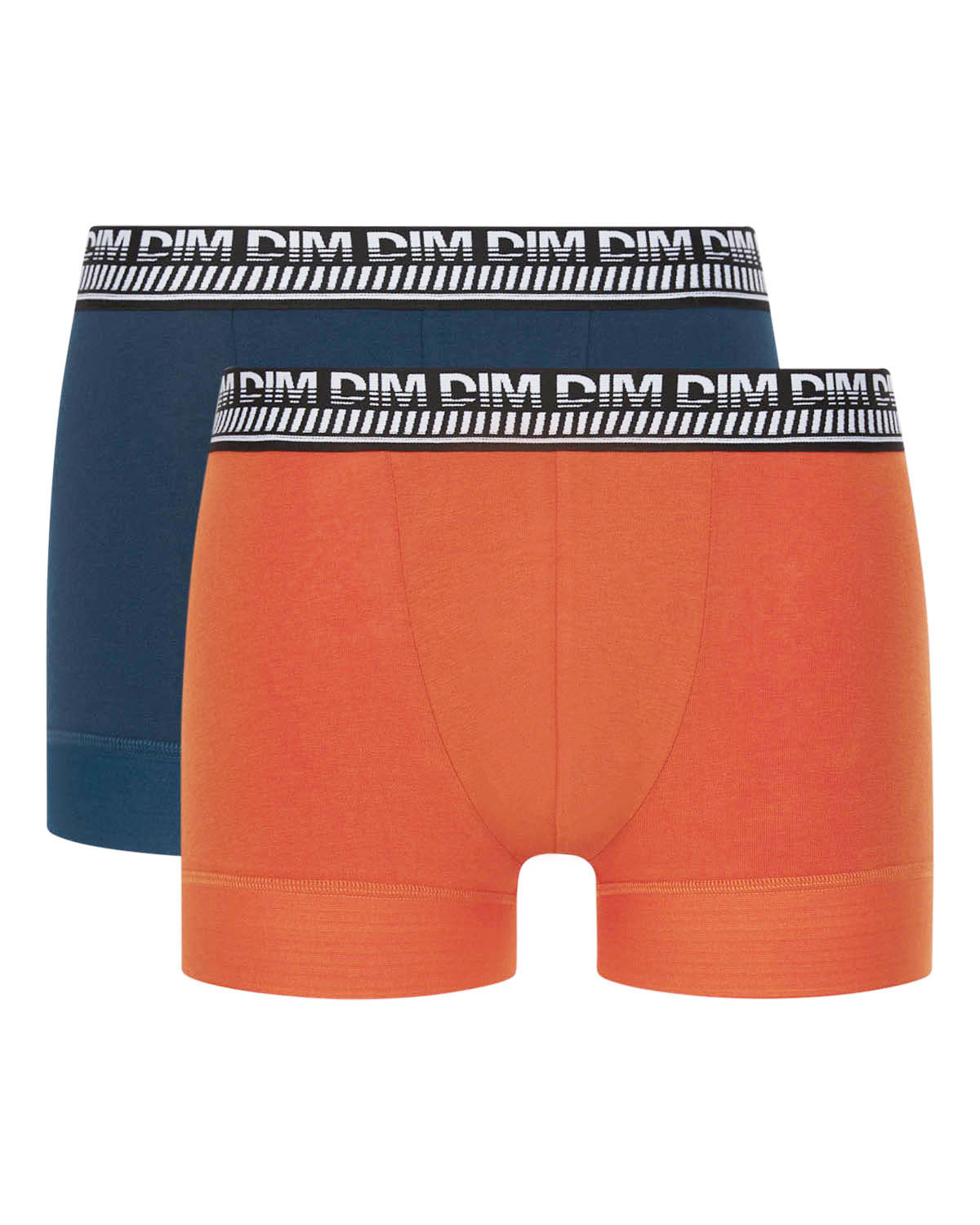 DIM Juego de 2 bóxers para hombre en algodón elástico Azul Naranja Stay and Fit