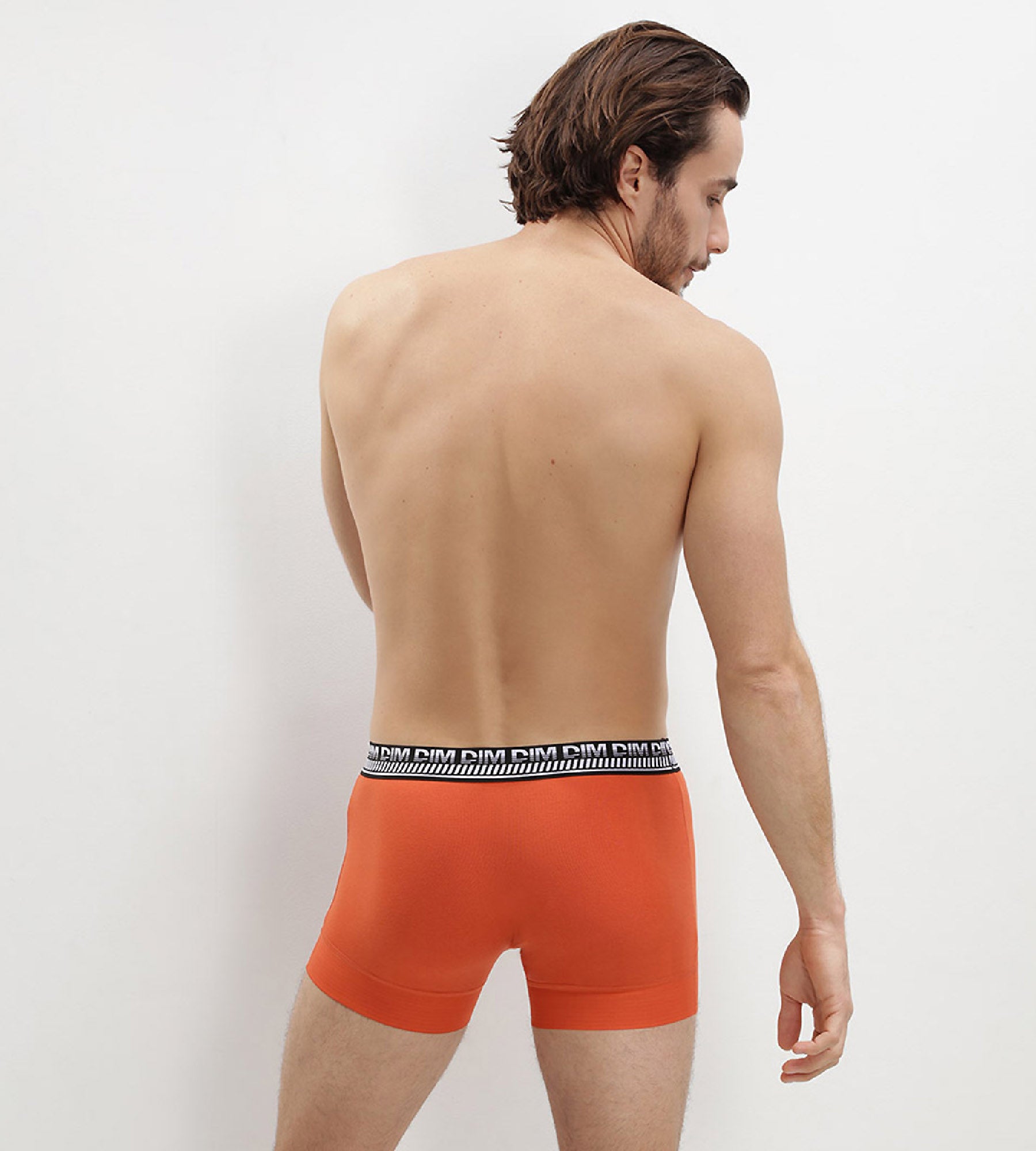DIM Juego de 2 bóxers para hombre en algodón elástico Azul Naranja Stay and Fit