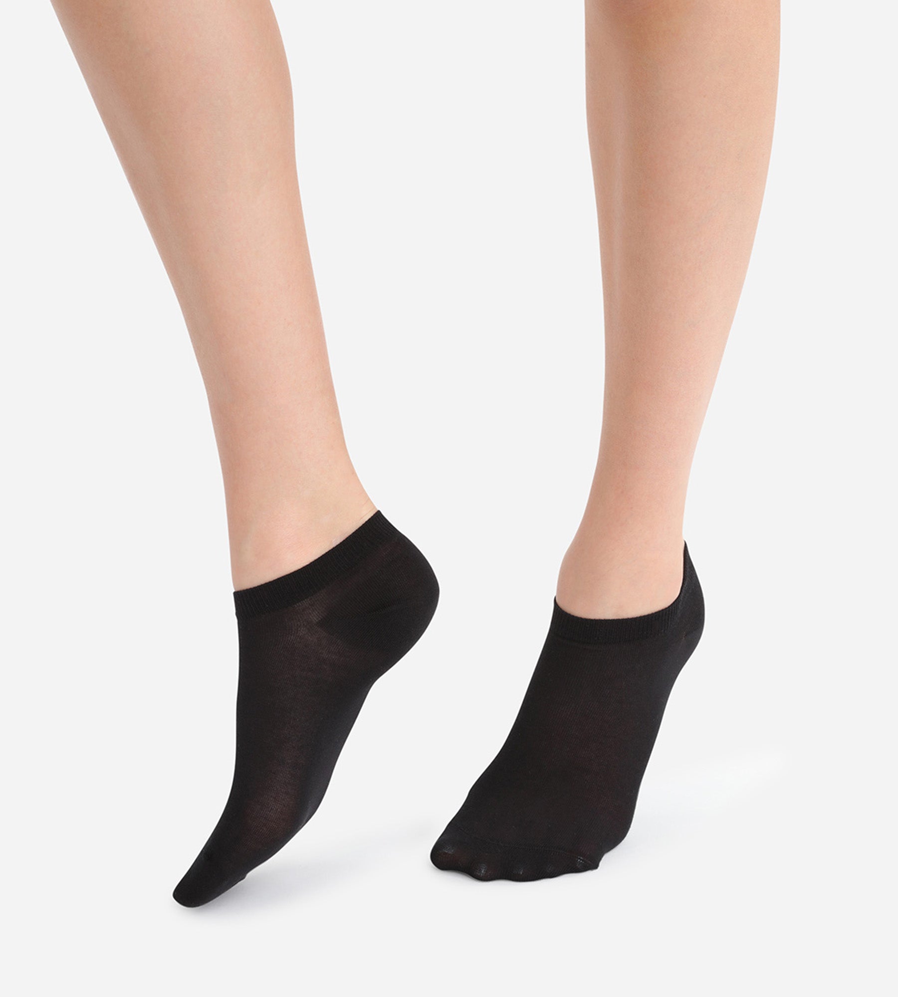 DIM Pack de 2 calcetines bajos invisibles negros Light Coton para mujer
