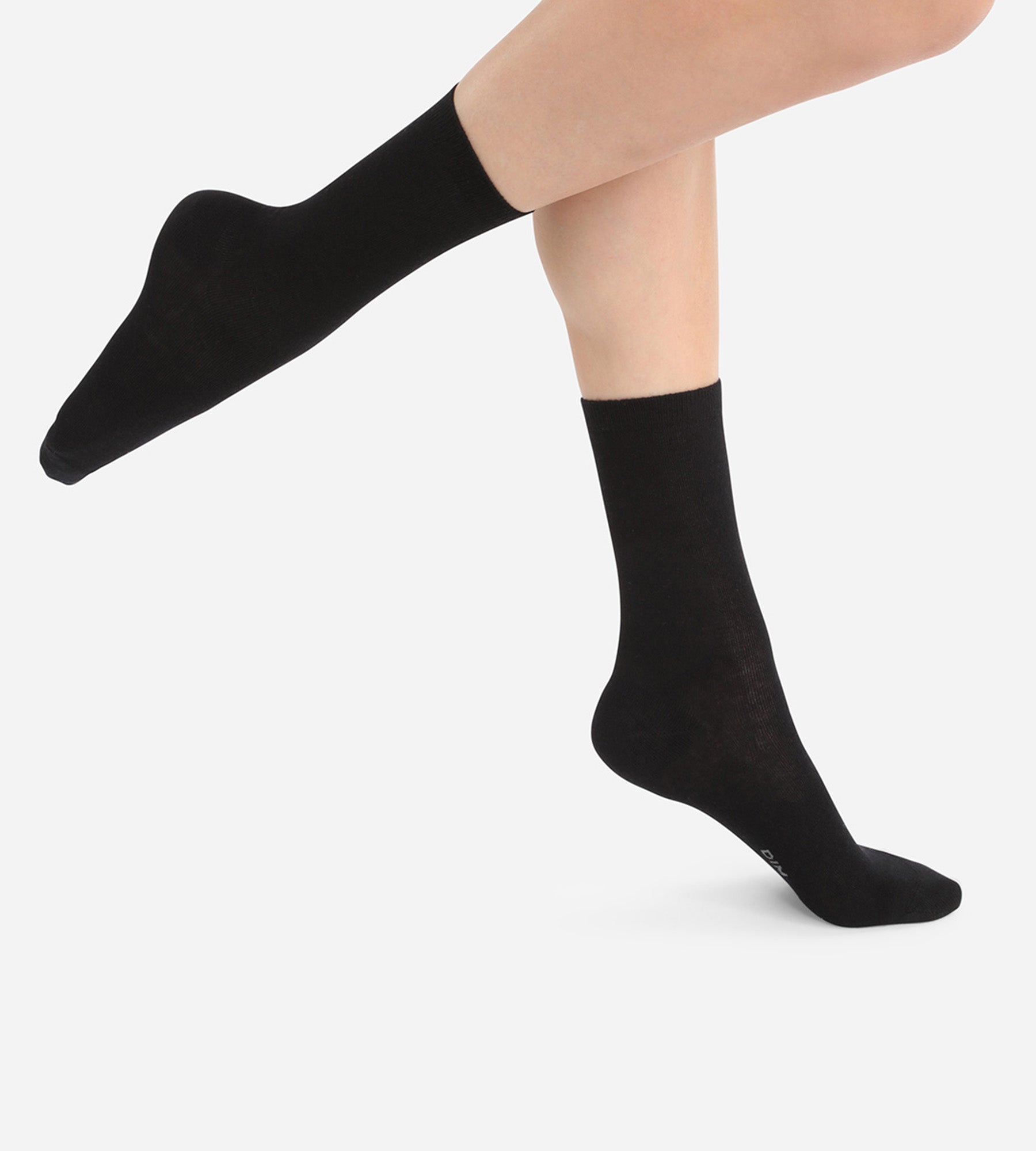 DIM Calcetines lisos negros de lana suave para mujer