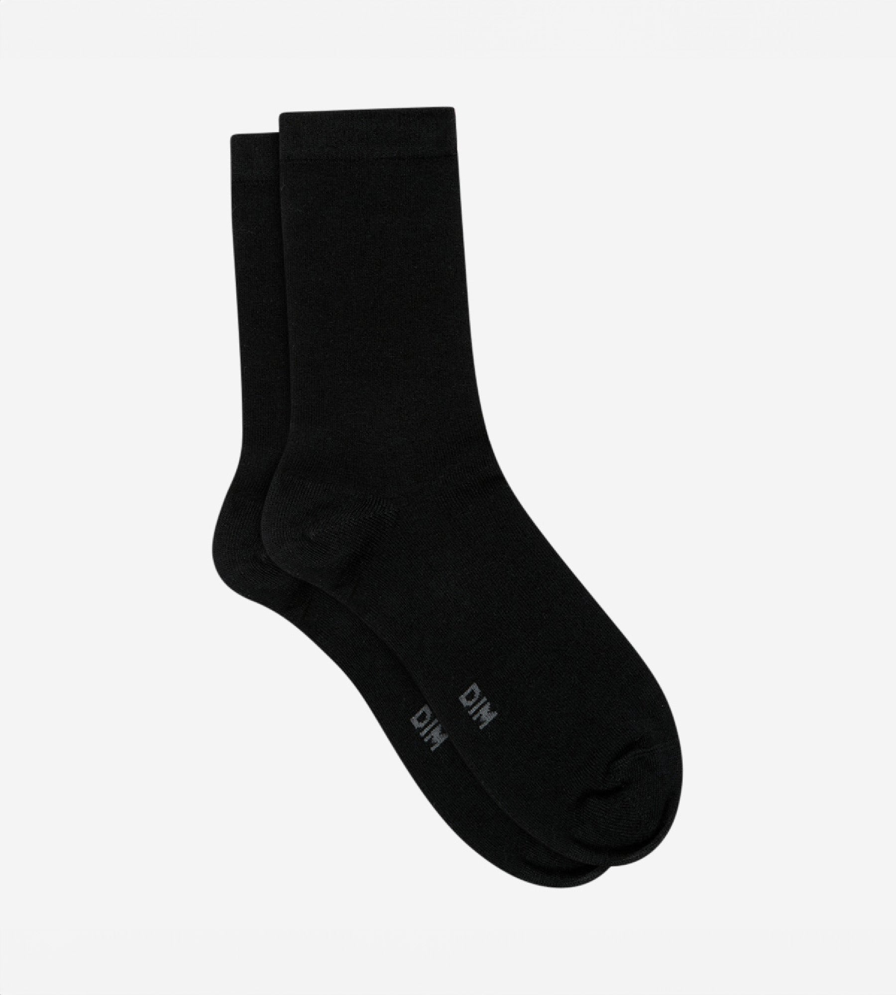 DIM Calcetines lisos negros de lana suave para mujer
