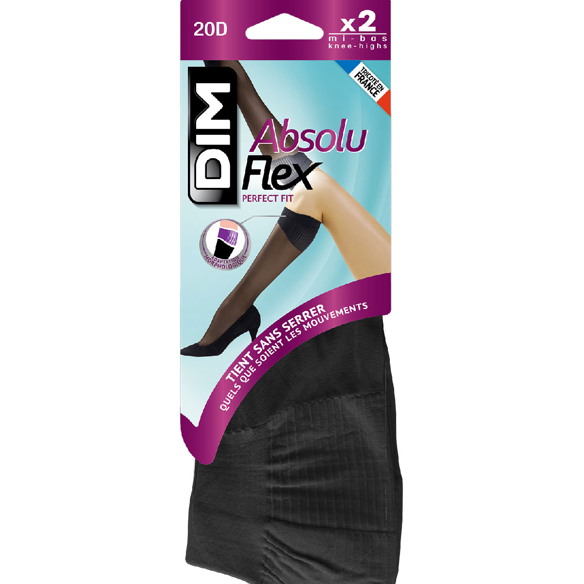 DIM Lote de 2 medias negras AbsoluFlex transparentes 20D