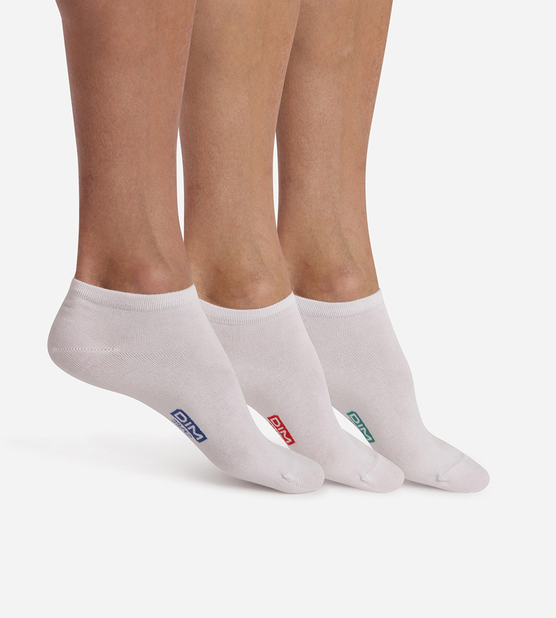DIM Lote de 3 pares de calcetines bajos blancos de algodón para hombre