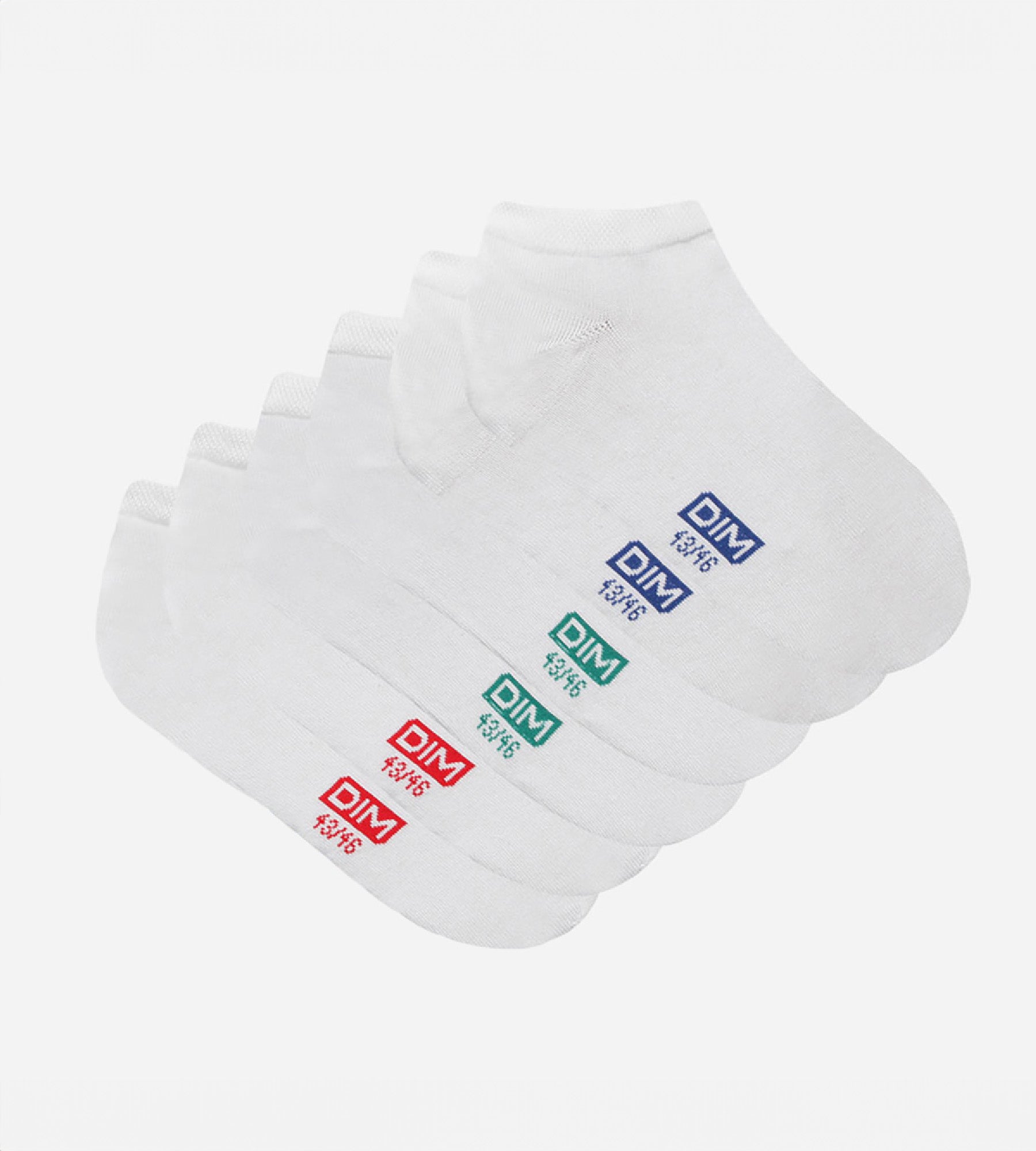 DIM Lote de 3 pares de calcetines bajos blancos de algodón para hombre
