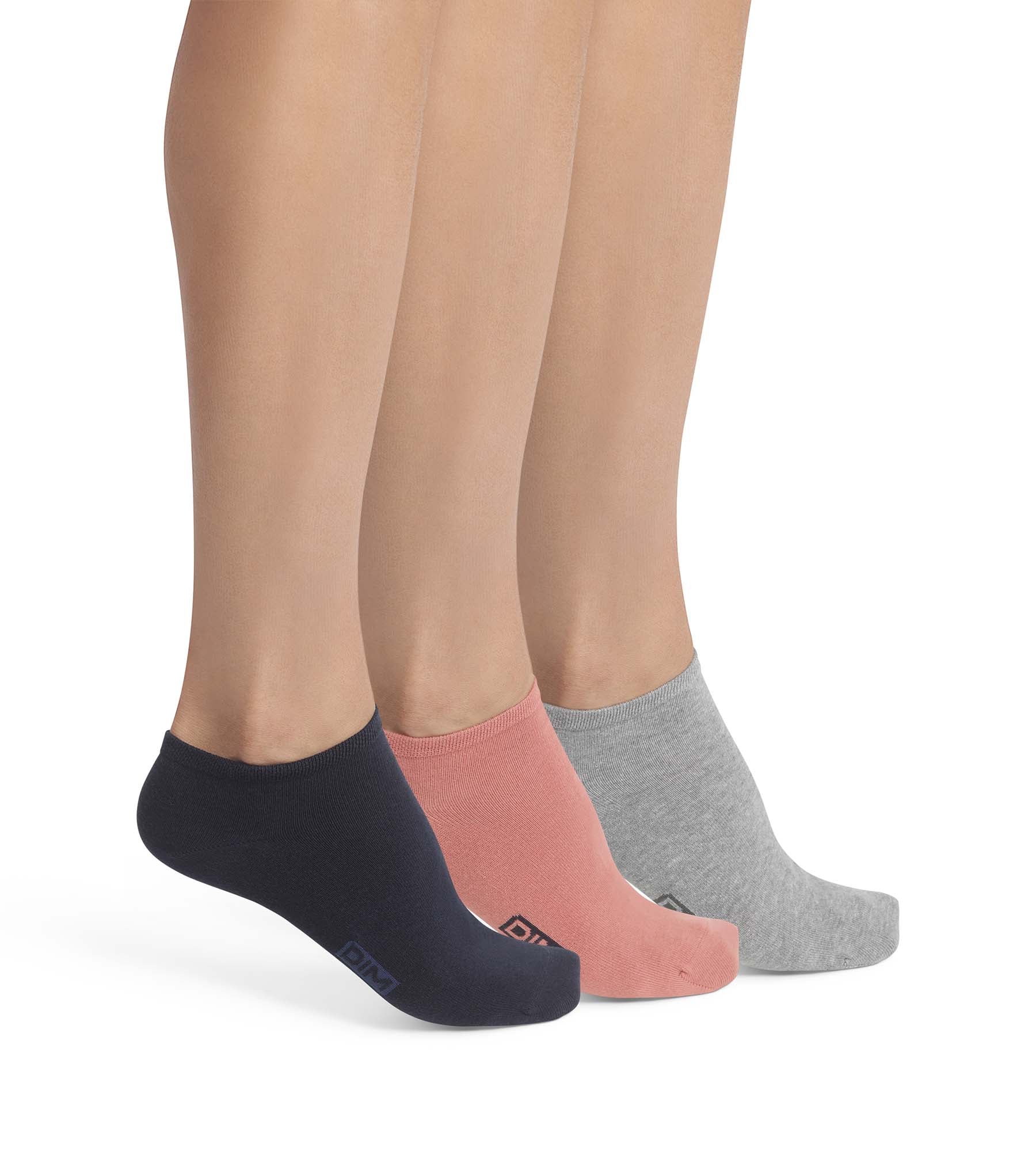 DIM Pack de 3 pares de calcetines de algodón rosa marino para hombre Dim