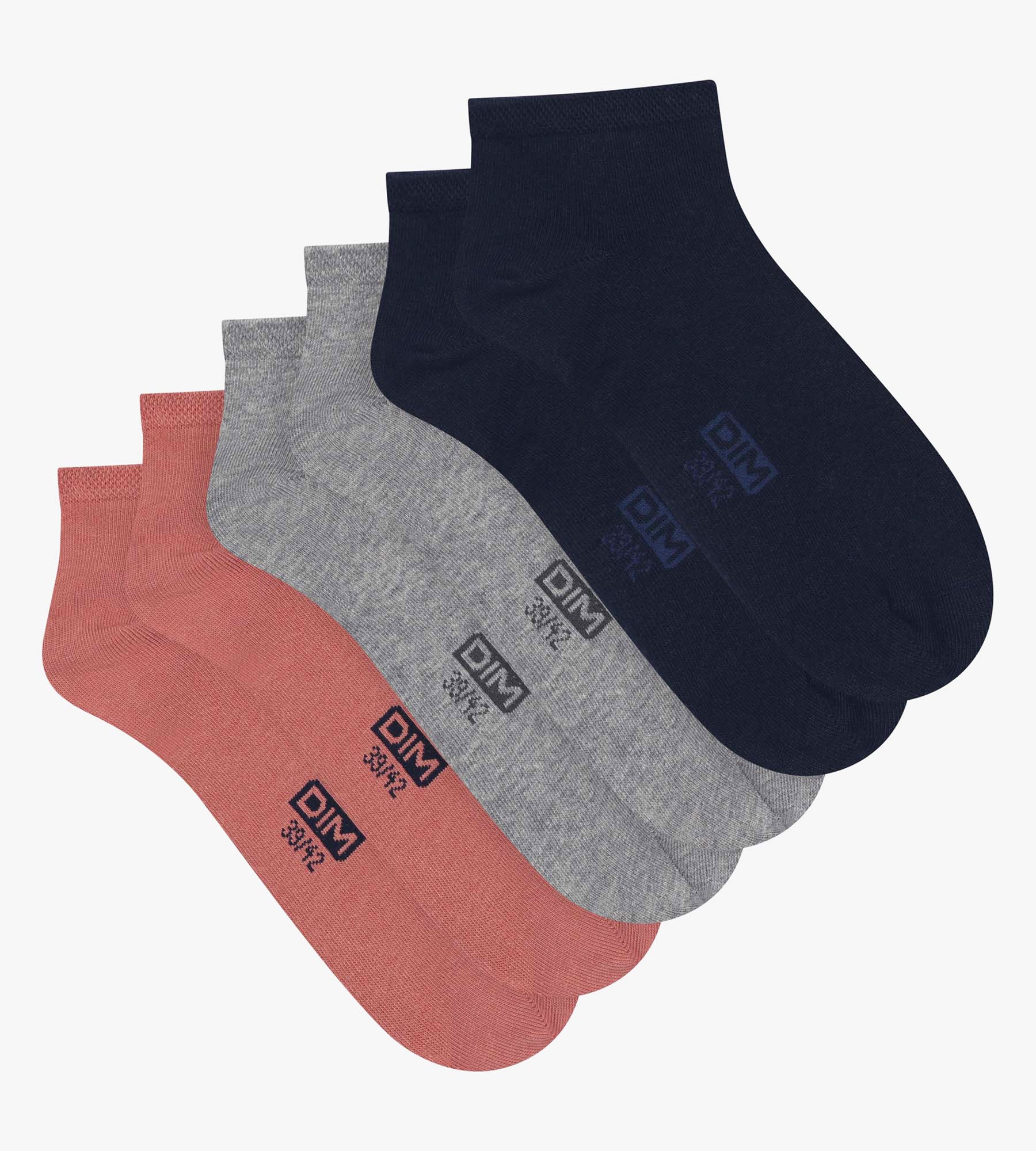 DIM Pack de 3 pares de calcetines de algodón rosa marino para hombre Dim