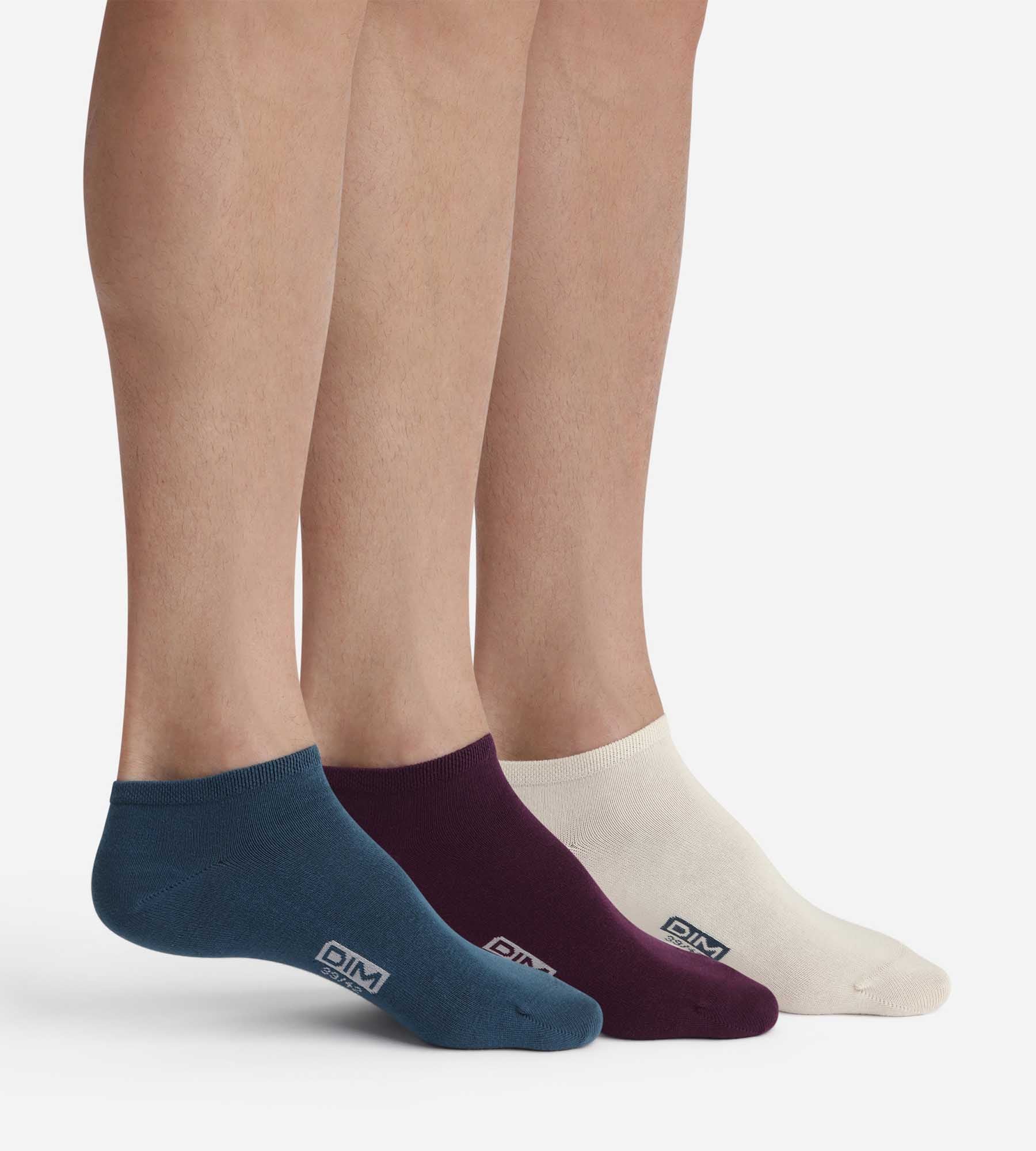 DIM Pack de 3 pares de calcetines de algodón azul violeta para hombre