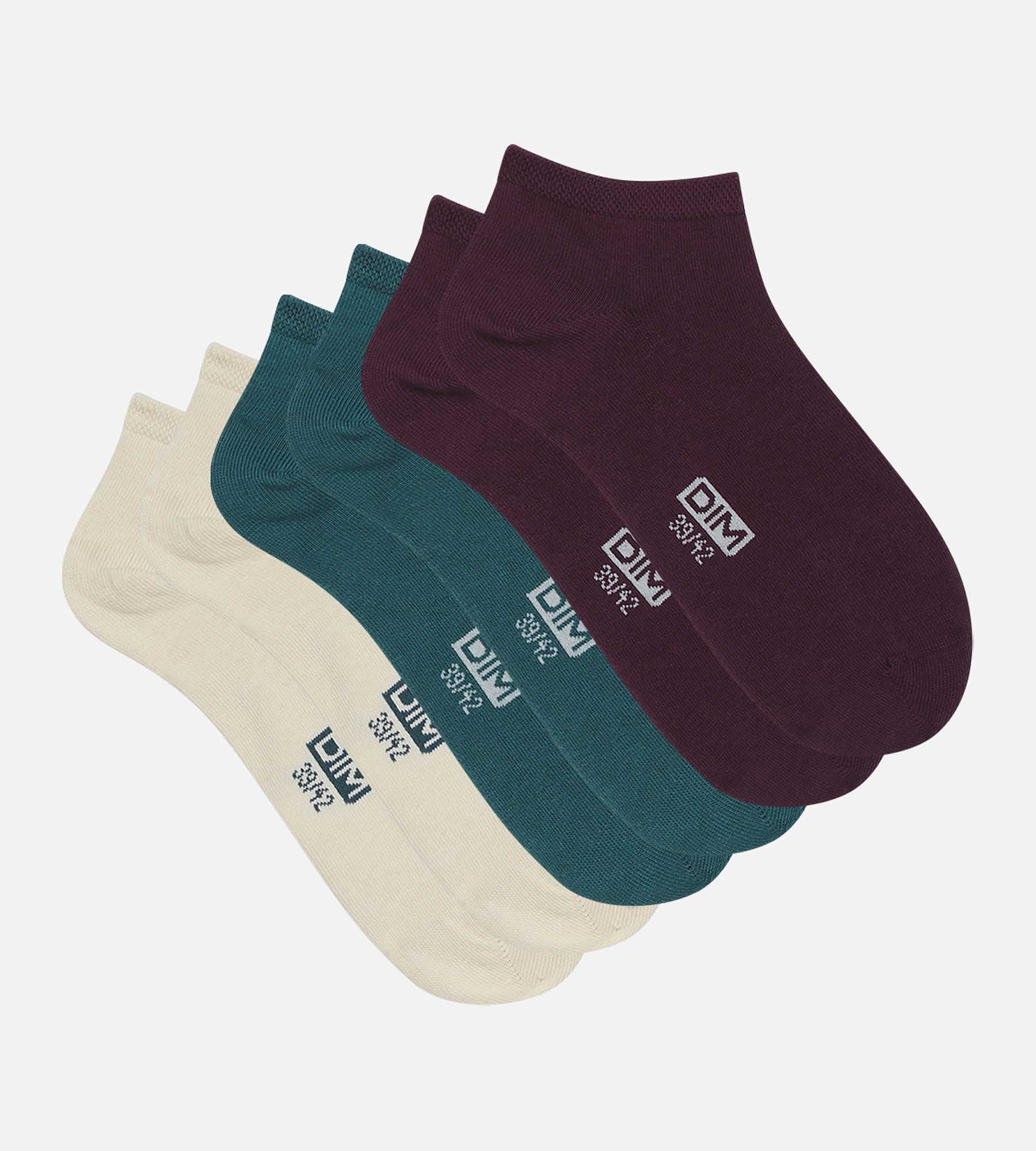 DIM Pack de 3 pares de calcetines de algodón azul violeta para hombre