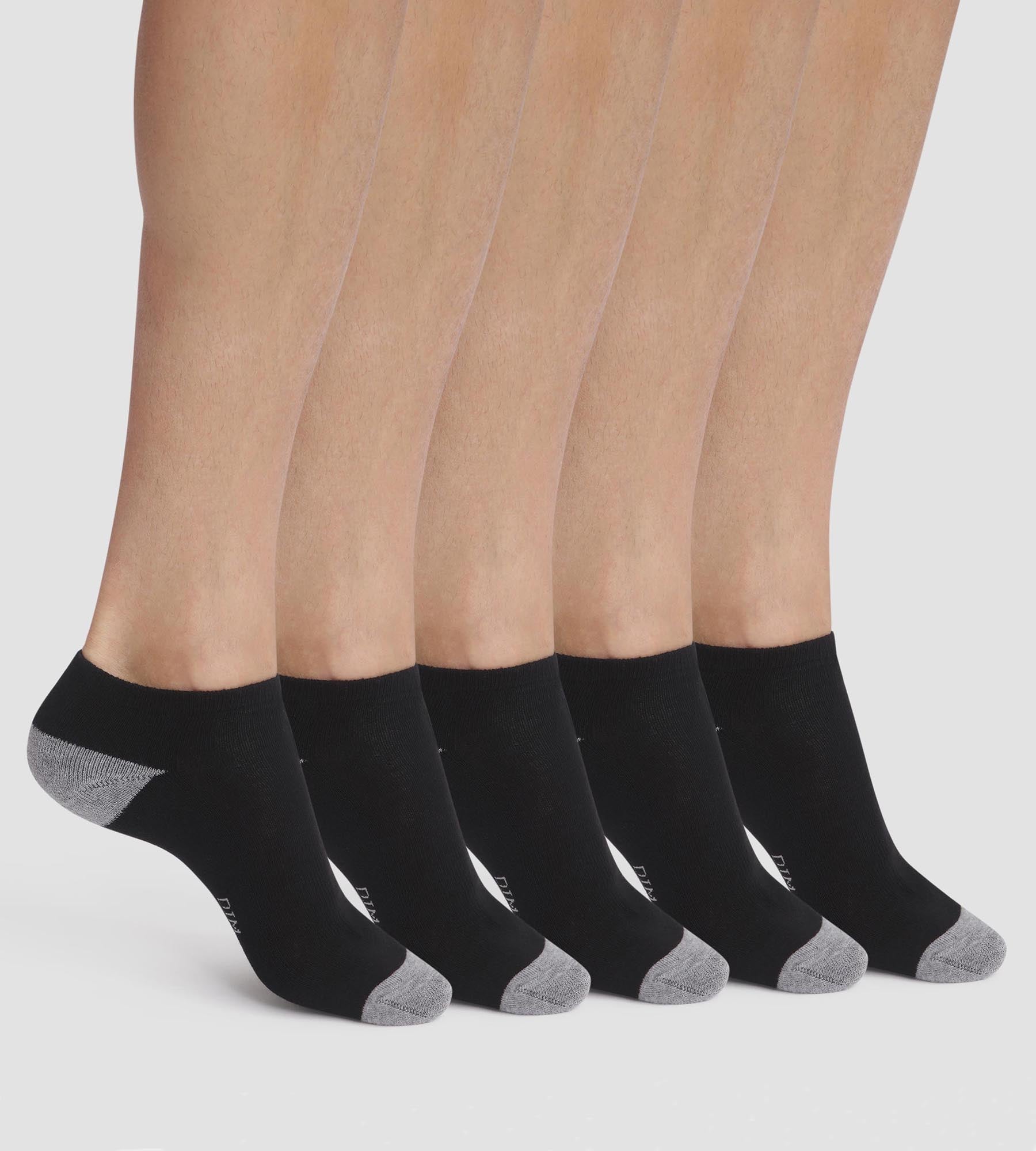 DIM Pack de 5 pares de calcetines para hombre bajos de algodón negro EcoDim Sport