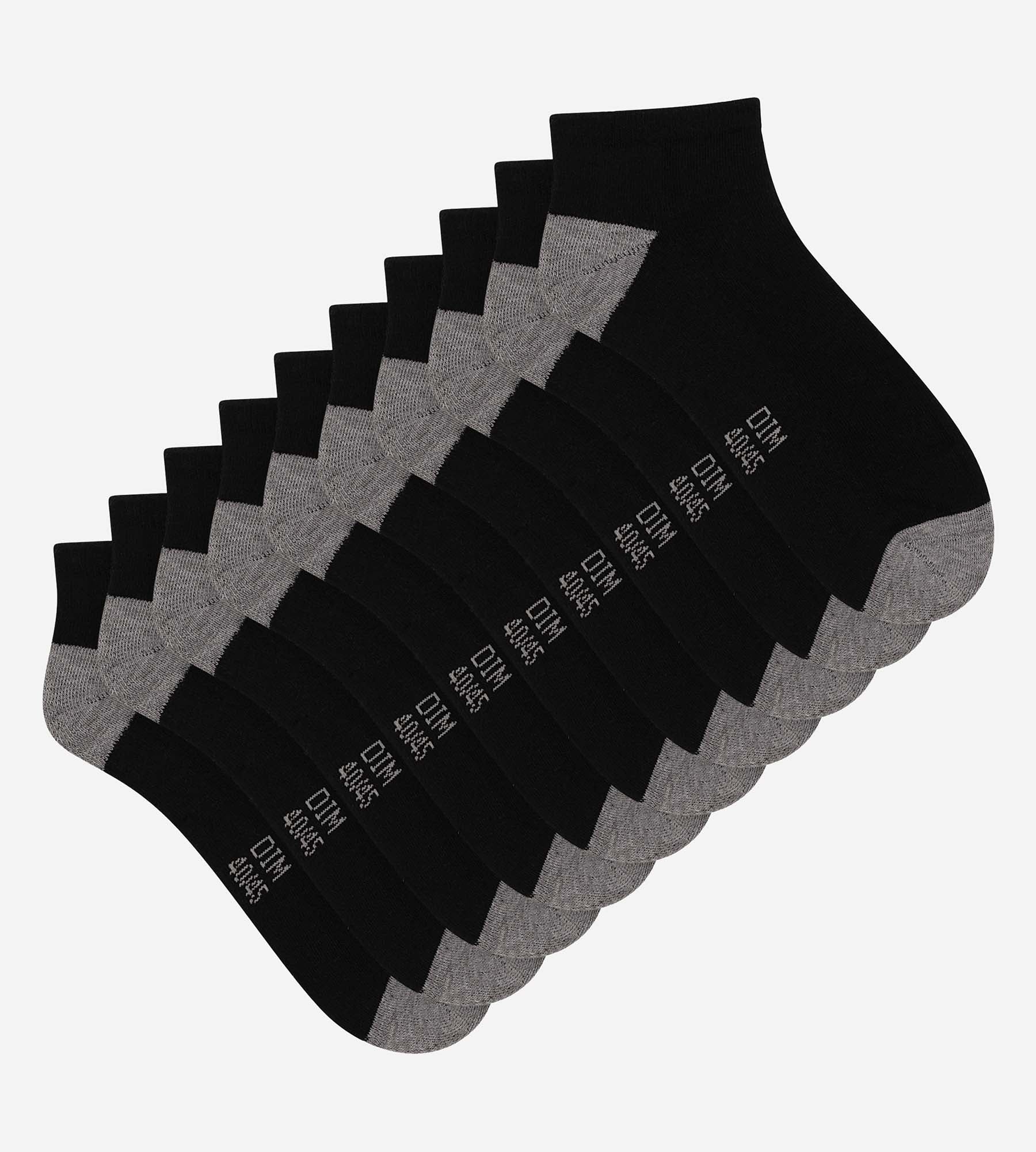 DIM Pack de 5 pares de calcetines para hombre bajos de algodón negro EcoDim Sport
