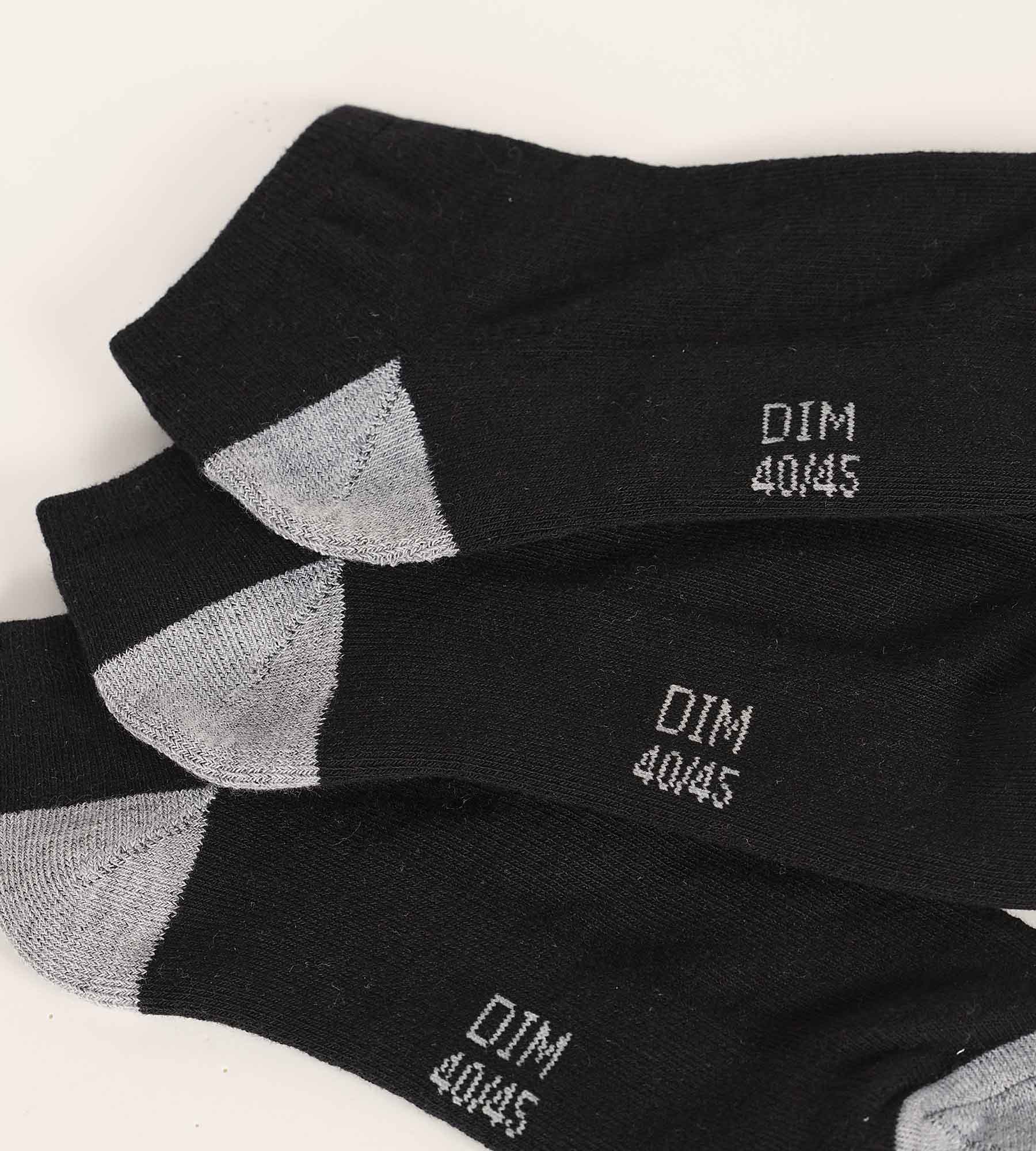 DIM Pack de 5 pares de calcetines para hombre bajos de algodón negro EcoDim Sport