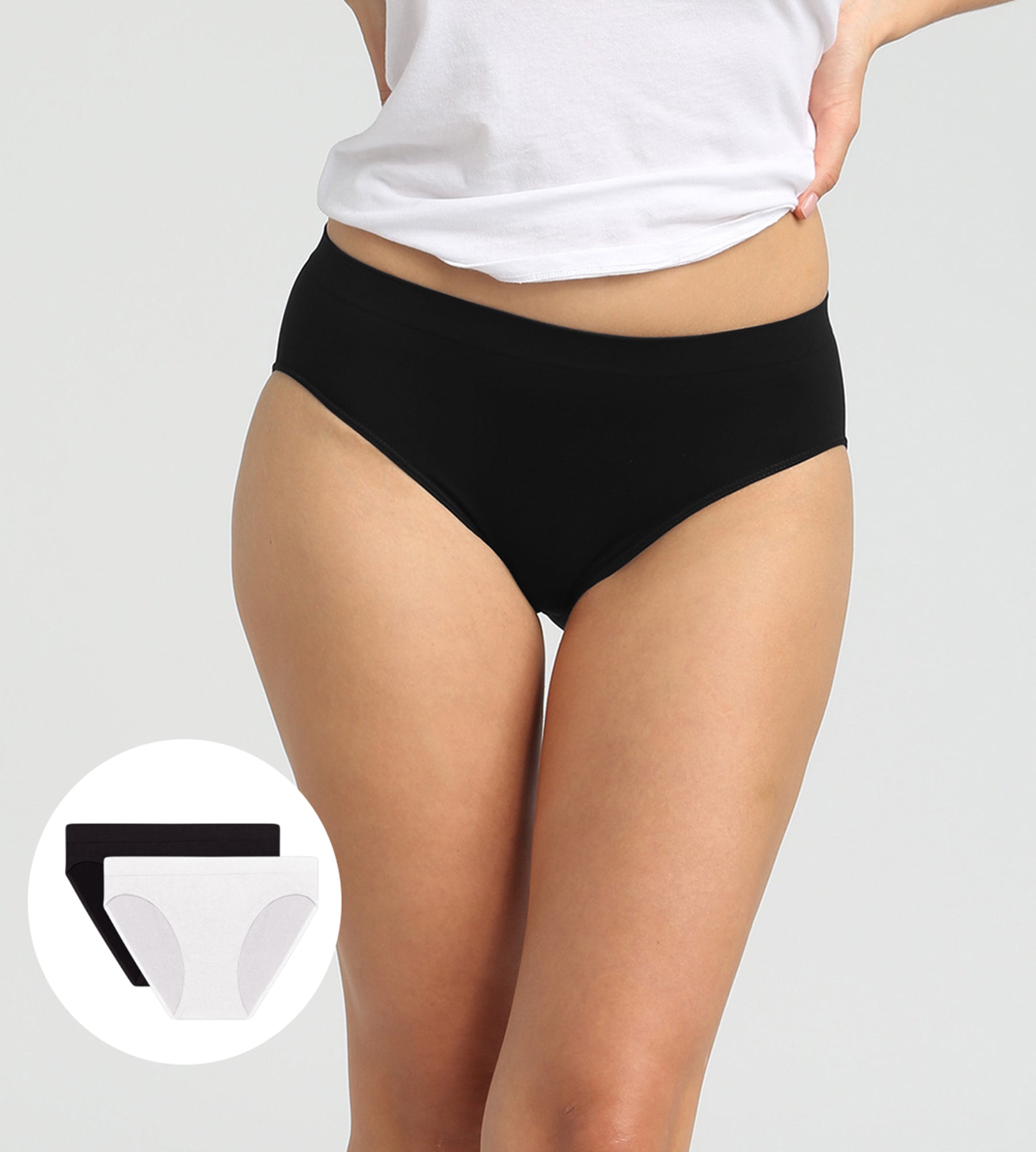 DIM Pack de 2 bragas de microfibra sin costuras blancas y negras Les Pockets Eco