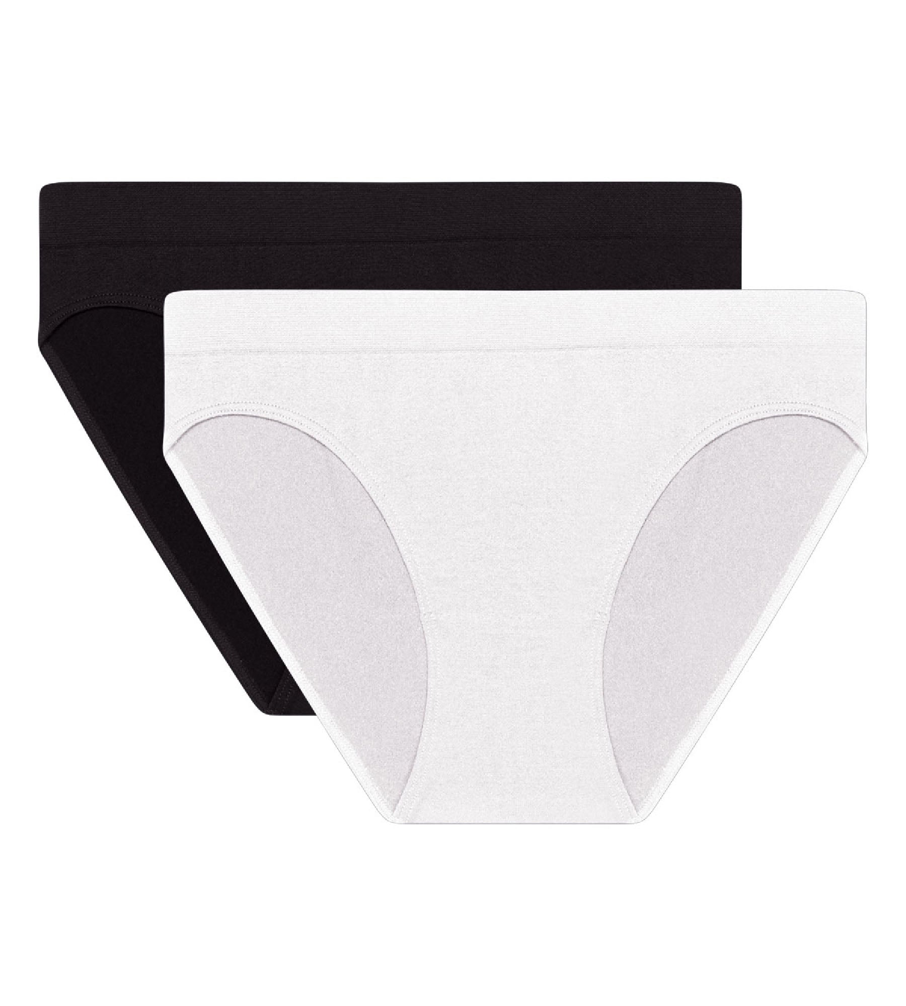 DIM Pack de 2 bragas de microfibra sin costuras blancas y negras Les Pockets Eco