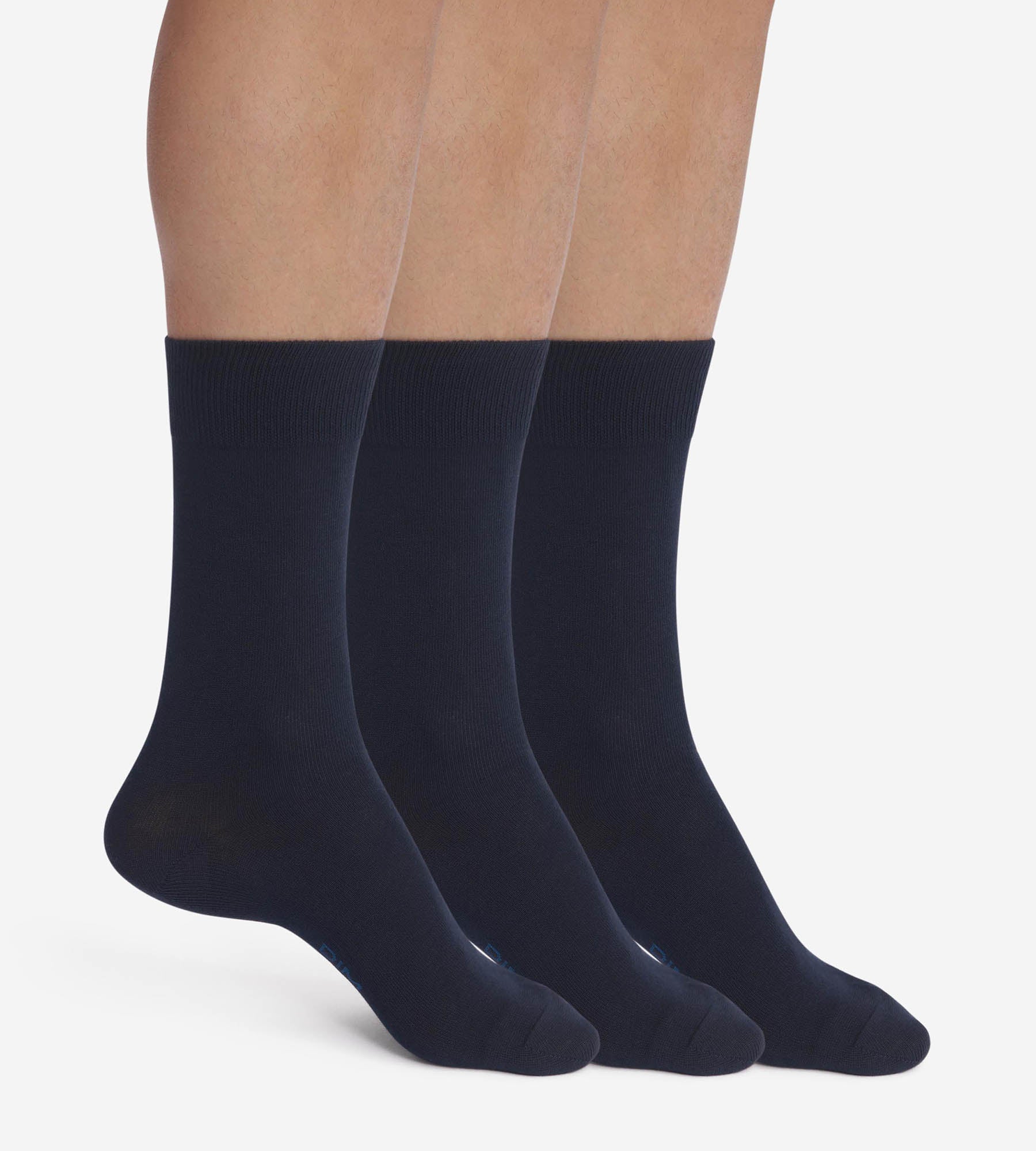 DIM Pack de 3 pares de calcetines de hombre de algodón azul marino Dim Coton