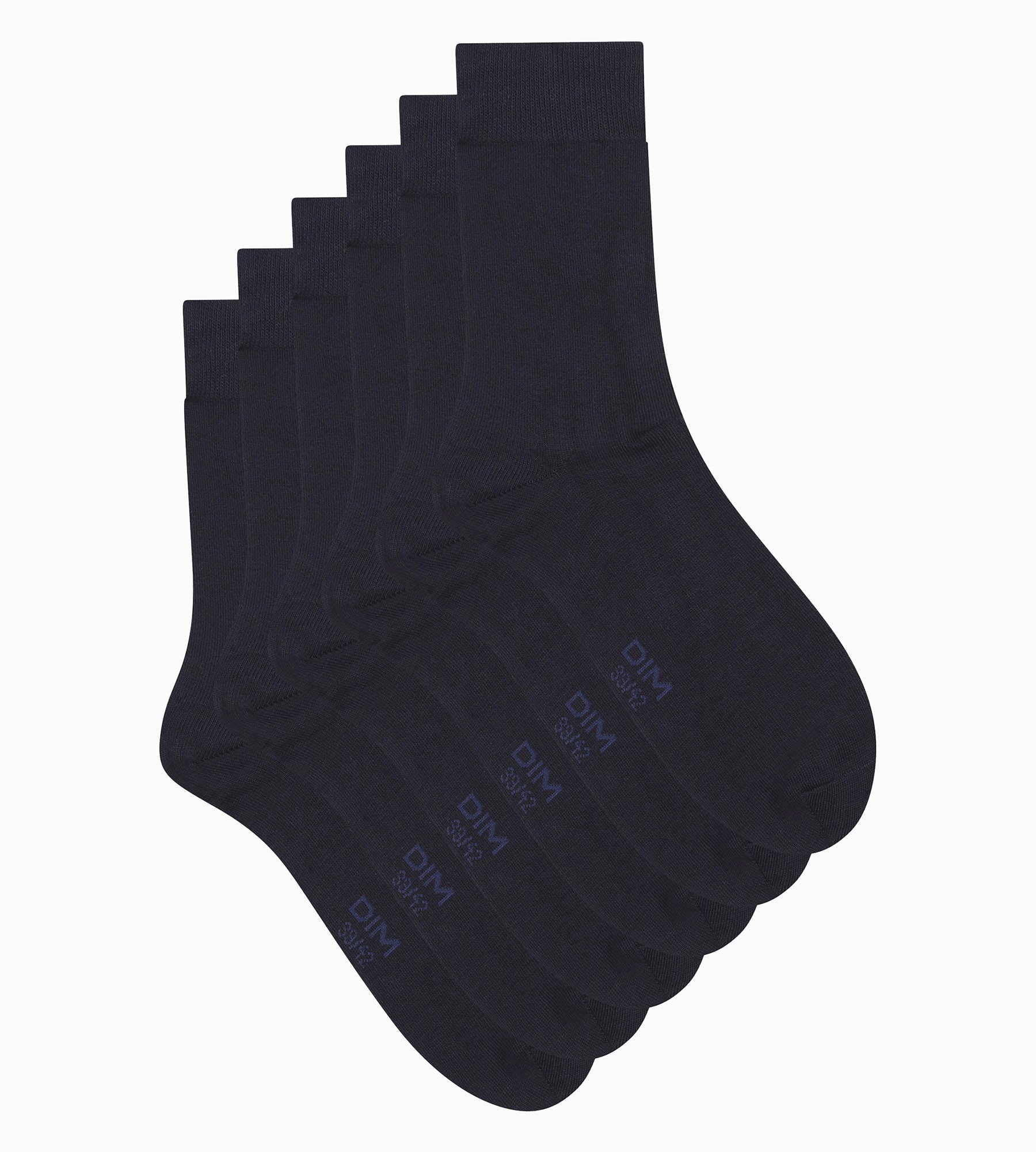 DIM Pack de 3 pares de calcetines de hombre de algodón azul marino Dim Coton