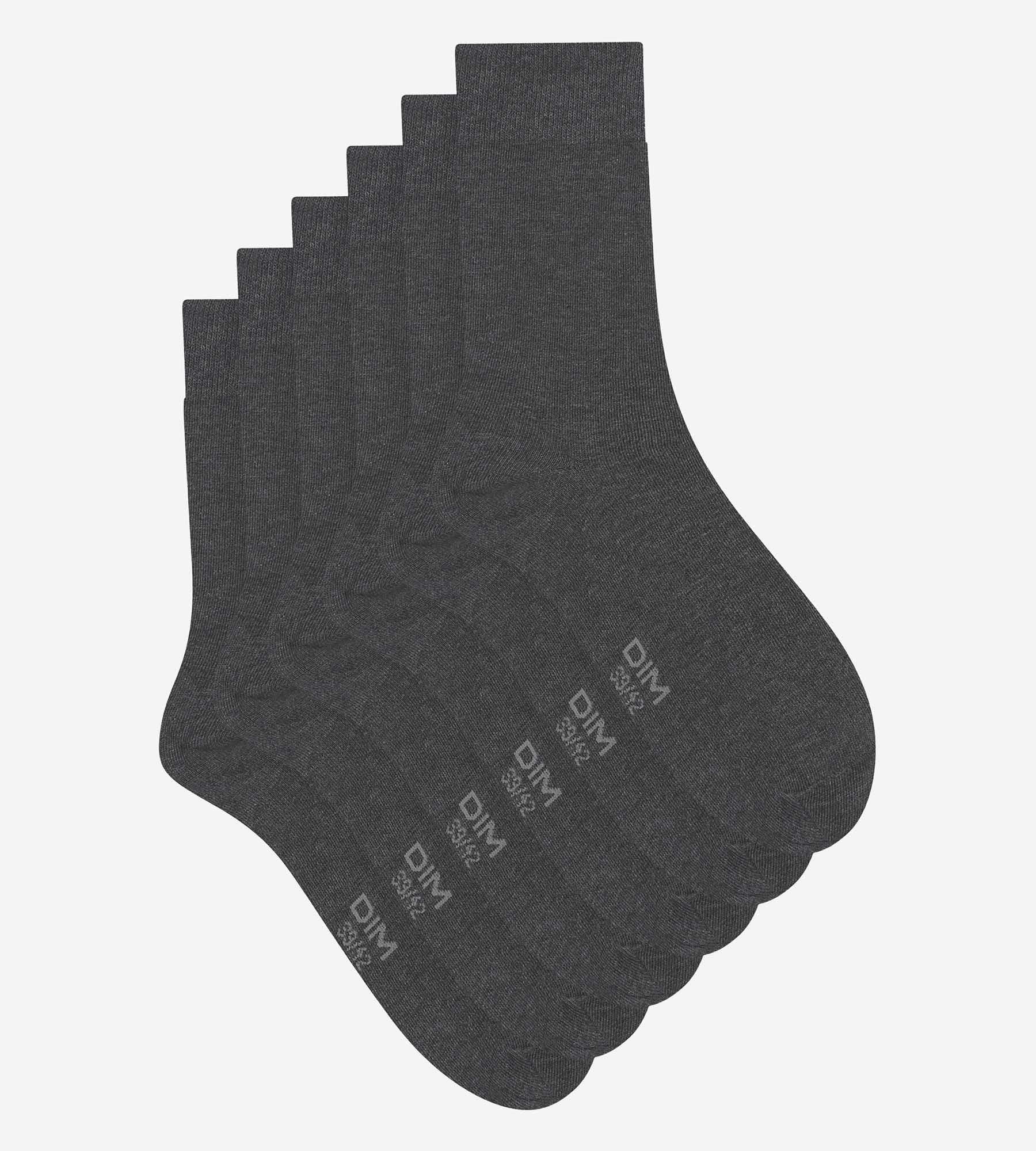 DIM Pack de 3 pares de calcetines de hombre de algodón gris Dim Coton