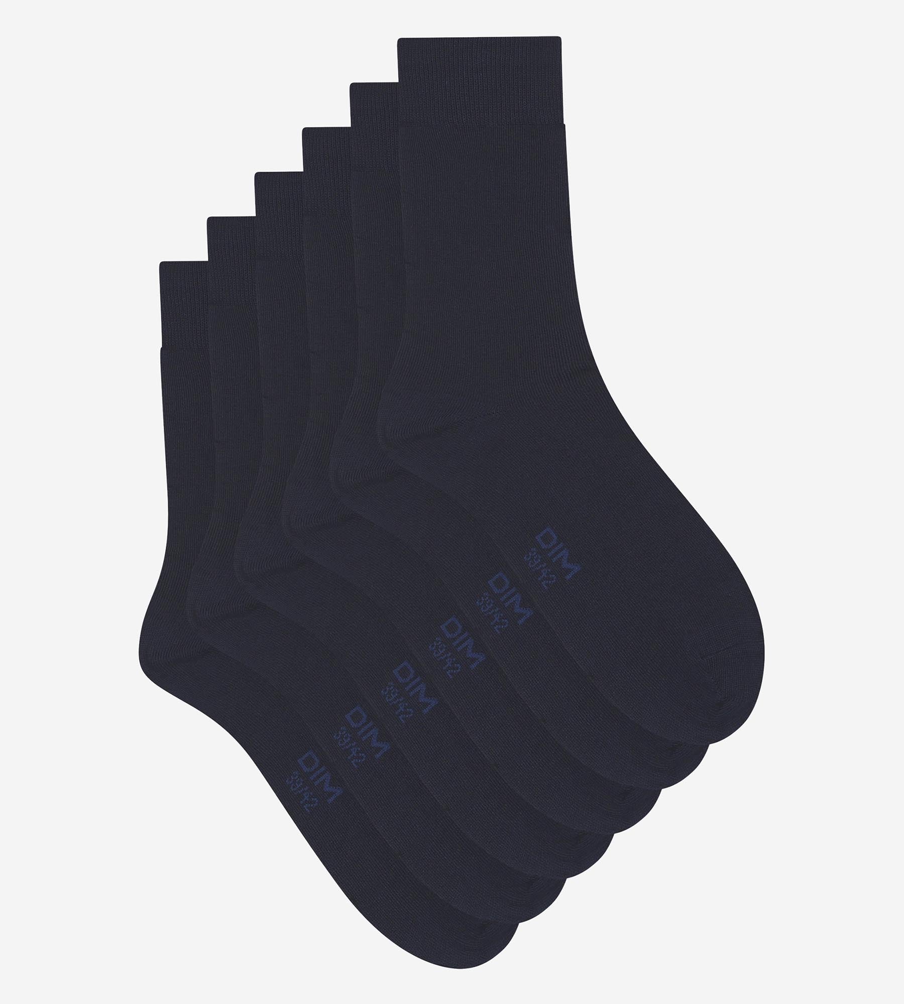 DIM Pack de 3 pares de calcetines para hombre de algodón azul marino Dim Coton Confort