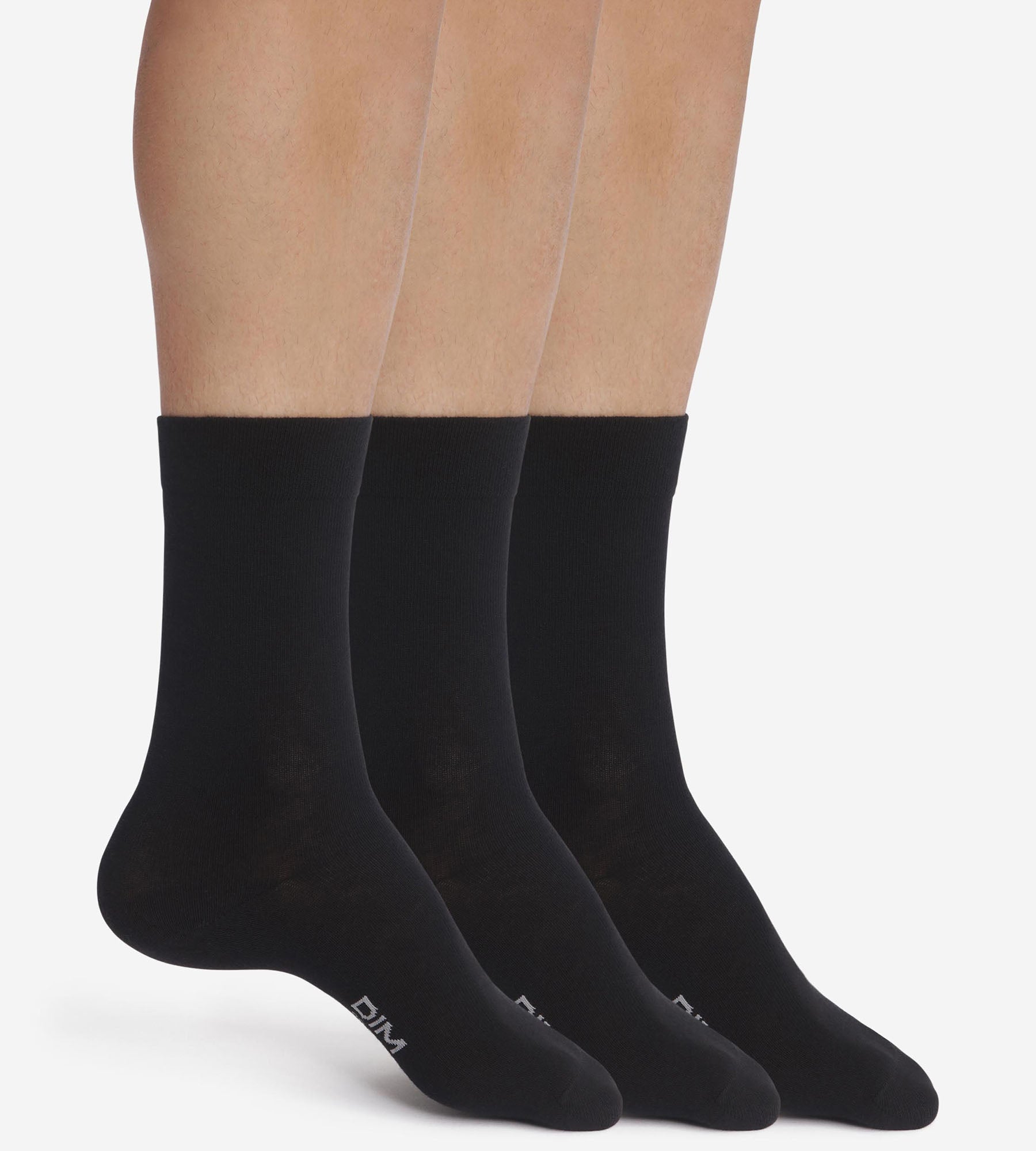 DIM Pack de 3 pares de calcetines de algodón para hombre negros Dim Coton Confort