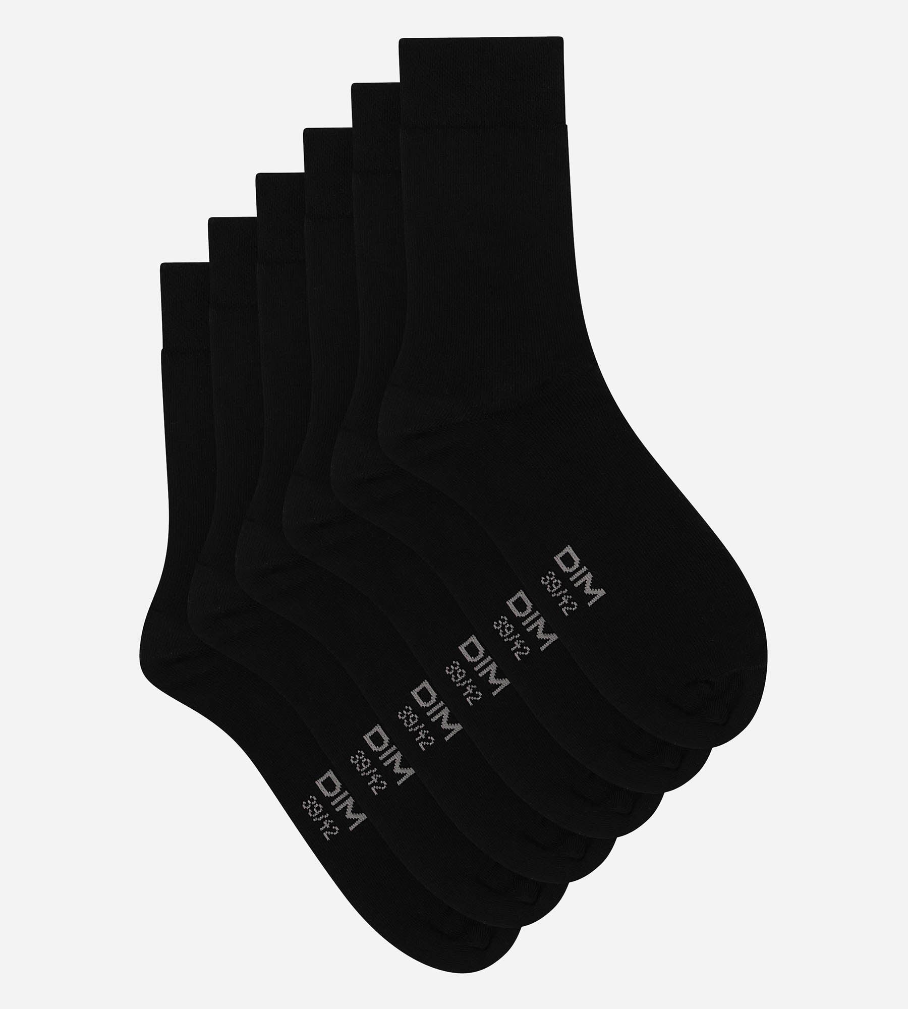 DIM Pack de 3 pares de calcetines de algodón para hombre negros Dim Coton Confort