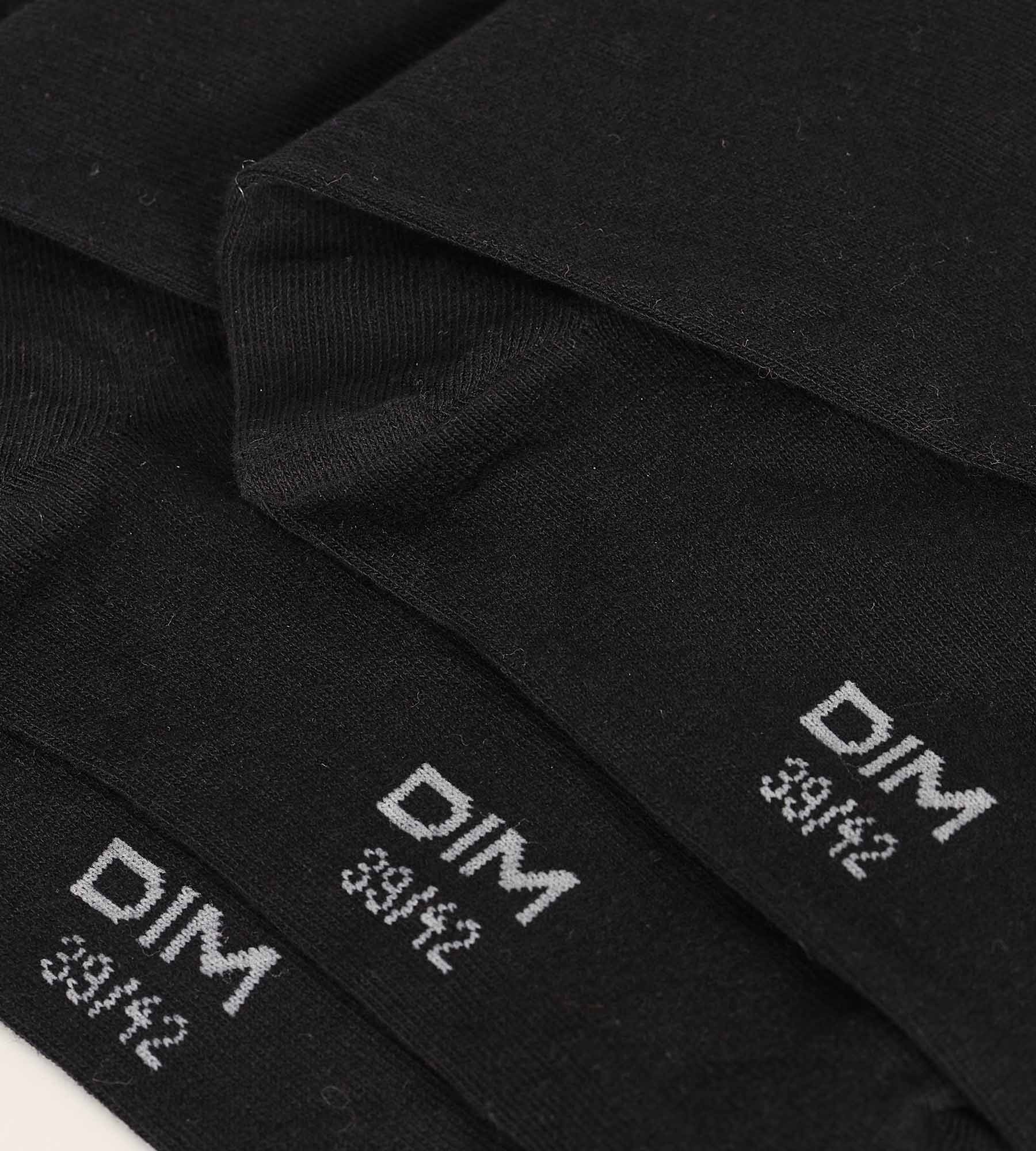 DIM Pack de 3 pares de calcetines de algodón para hombre negros Dim Coton Confort