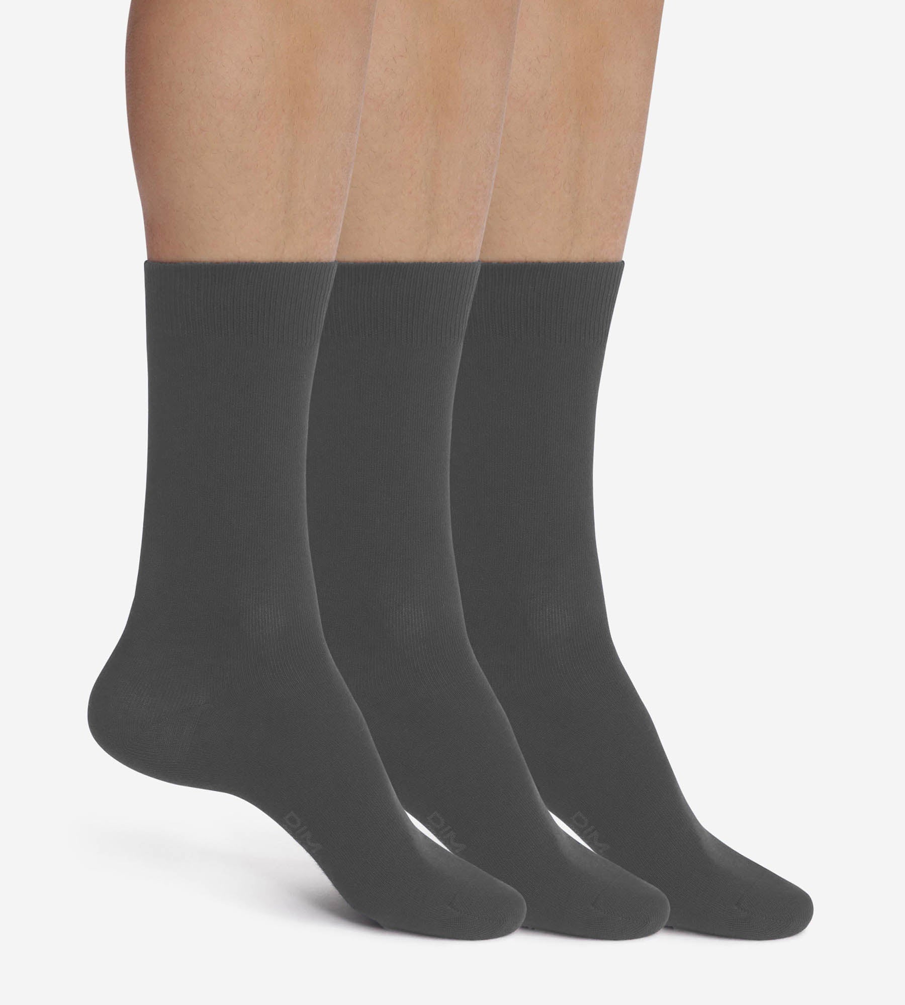 DIM Pack de 3 pares de calcetines de algodón para hombre gris antracita Dim Coton Confort