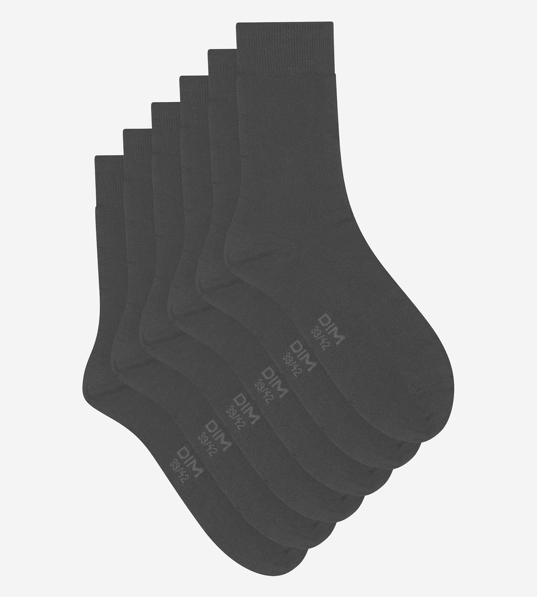 DIM Pack de 3 pares de calcetines de algodón para hombre gris antracita Dim Coton Confort