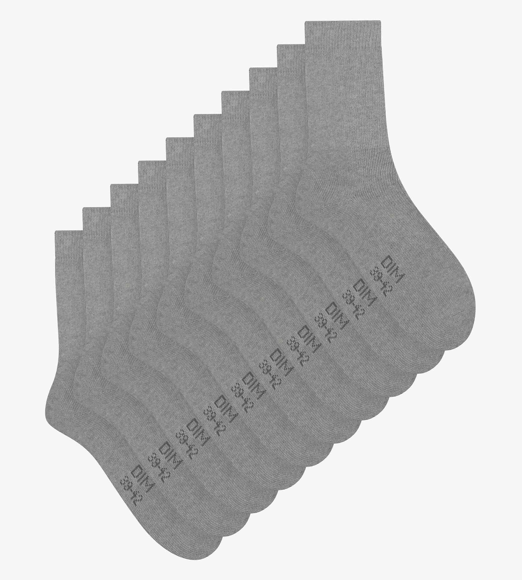 DIM Pack de 5 pares de calcetines de hombre de algodón gris jaspeado EcoDim Sport