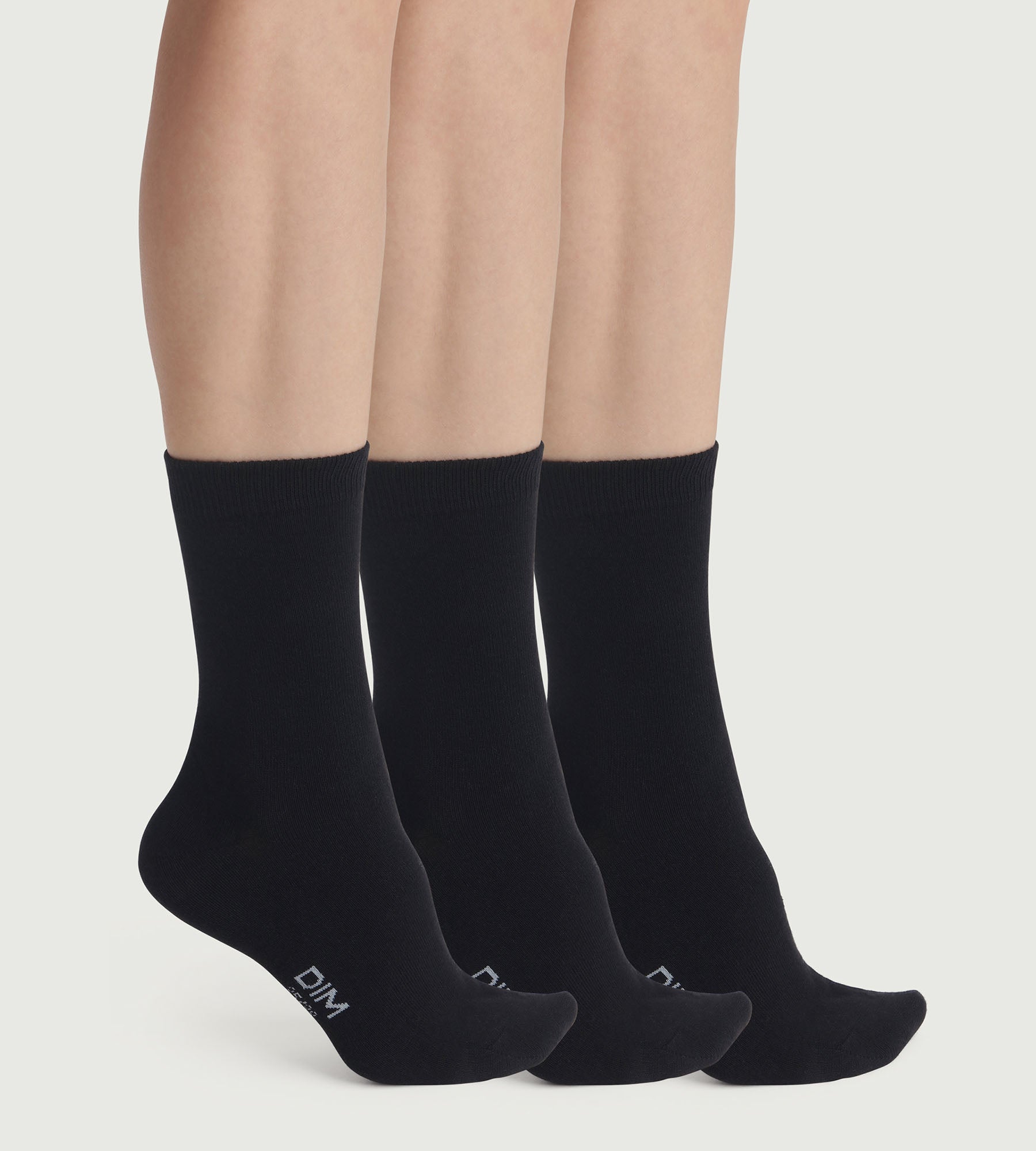 DIM Juego de 3 pares de calcetines de mujer Algodón Negro Buen Precio