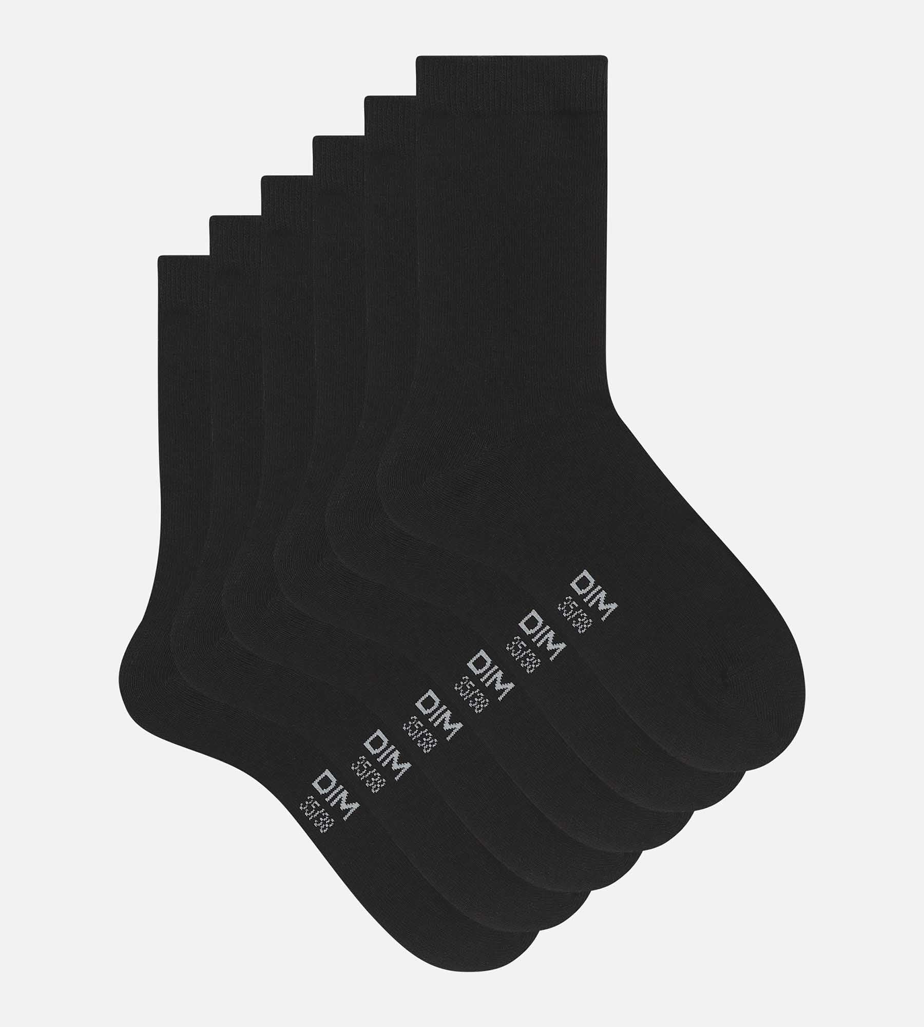 DIM Juego de 3 pares de calcetines de mujer Algodón Negro Buen Precio